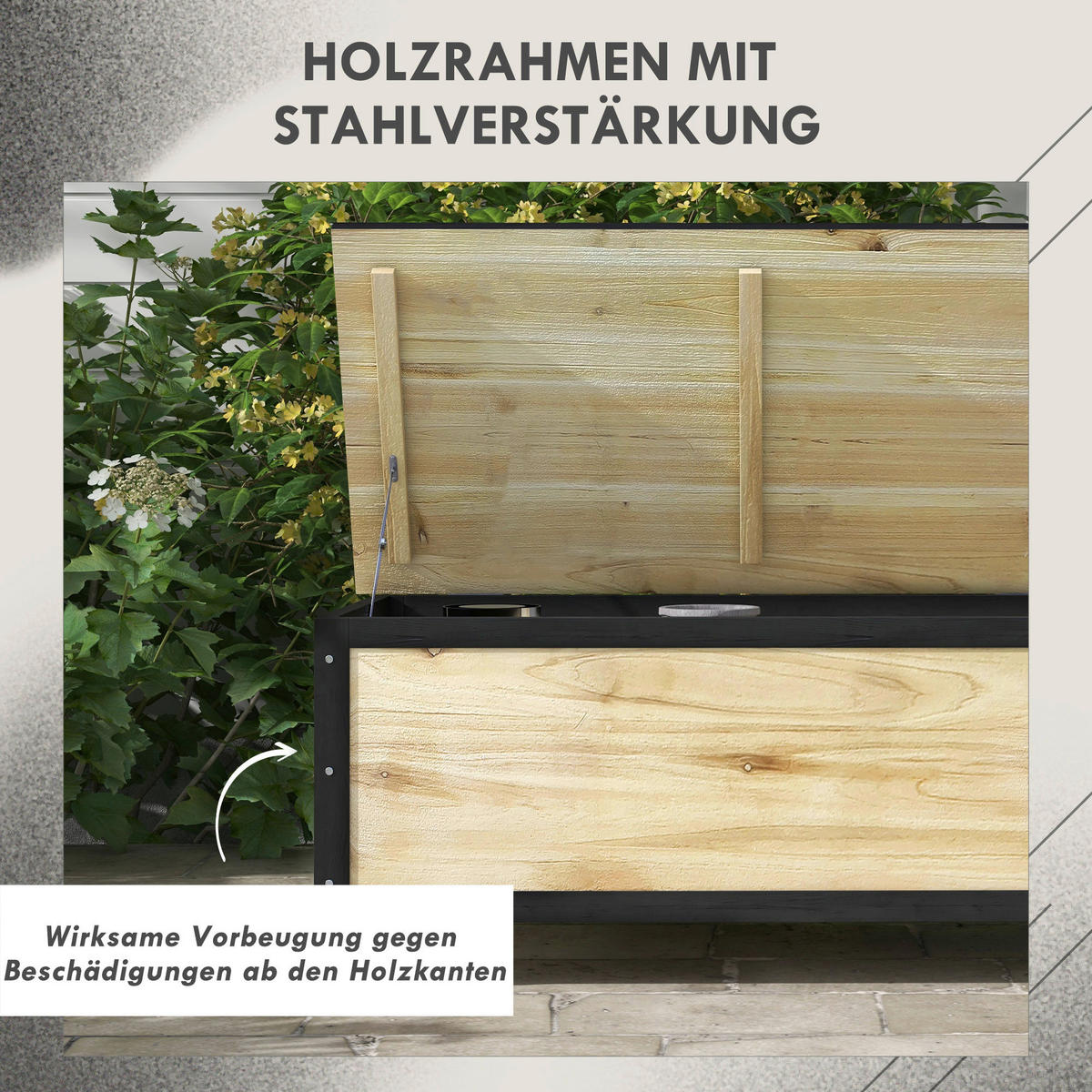 Outsunny Aufbewahrungsbox natur Polypropylen B/H/L: ca. 50x100x43 cm Aufbewahrungstruhe - natur (43,00/50,00/100,00cm) - Outsunny