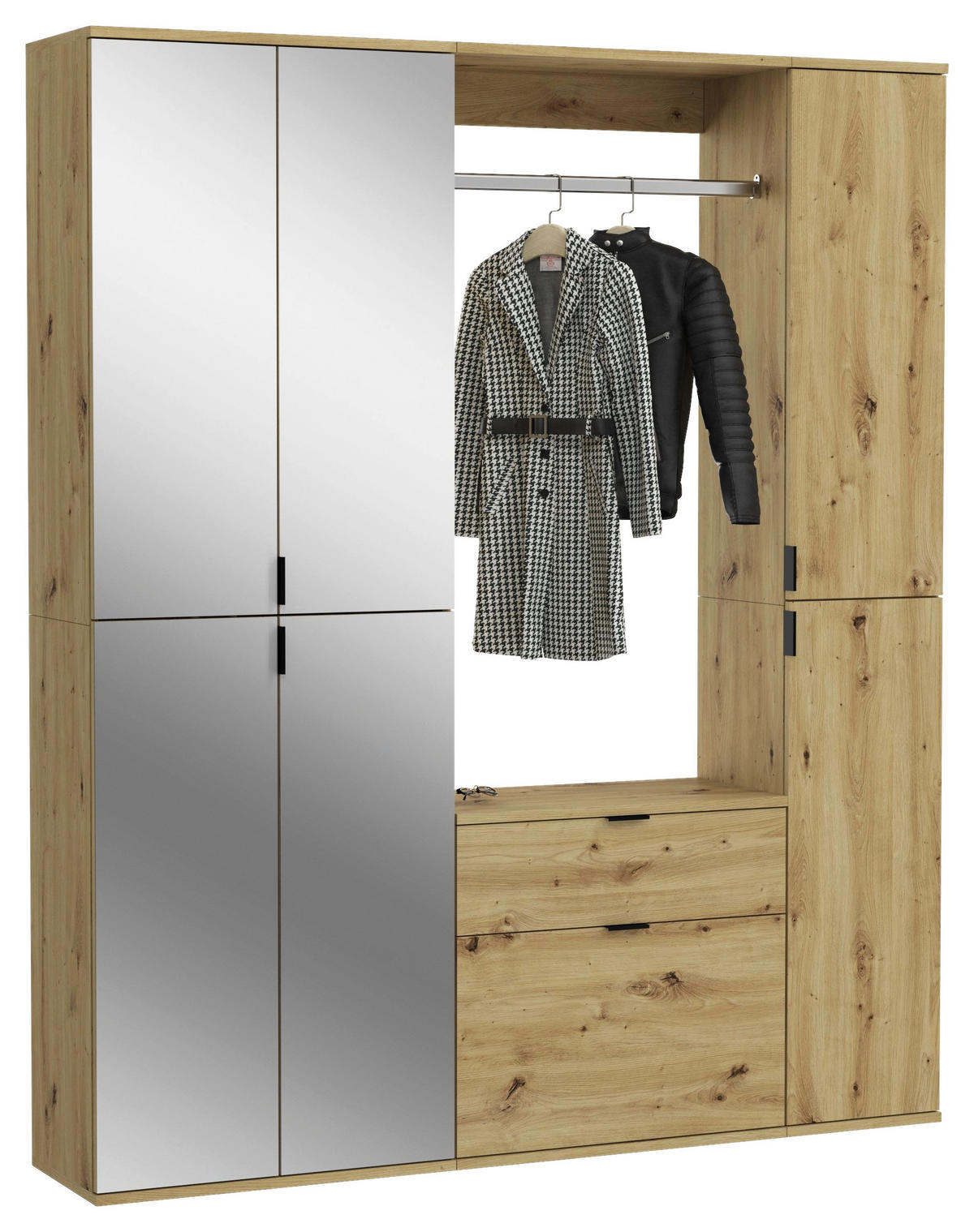 Garderobe PROJEKT Eiche Artisan Nachbildung Spiegel B/H/T: ca. 152x193x34 cm PROJEKT - Eiche (152,00/193,00/34,00cm) - xonox.home