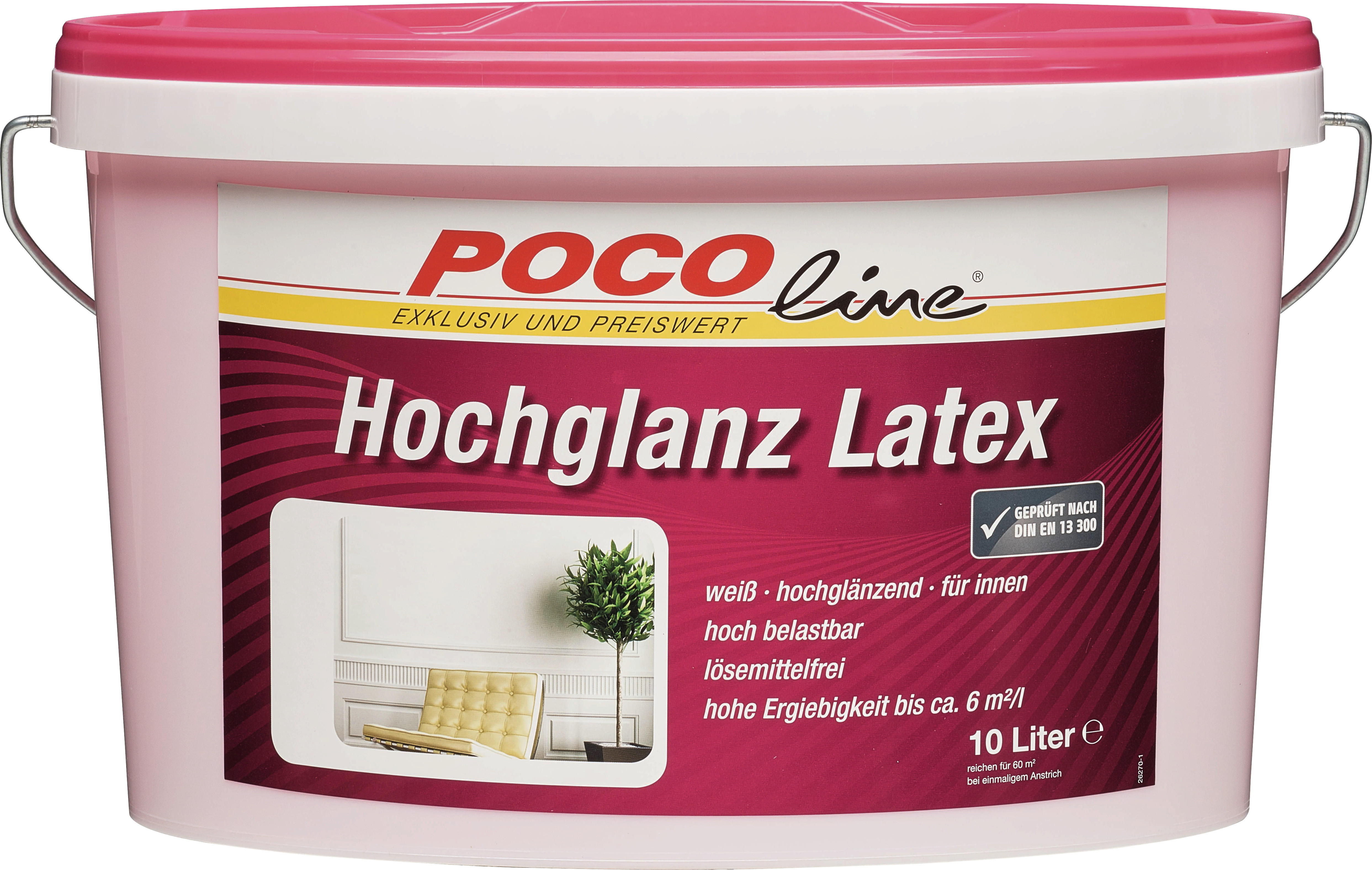 POCOline Latexfarbe weiß ca. 10 l Latexfarbe_Hochglanz 10l - weiß (10,00l)