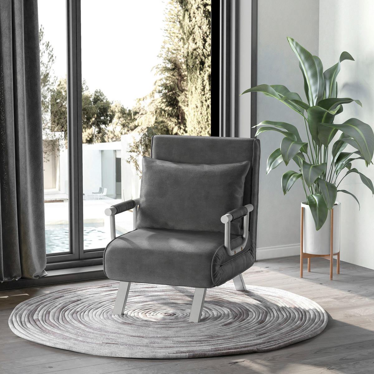 Schlafsofa 833-040 hellgrau Kunstleder B/H/T: ca. 65x80x69 cm 833-040 - hellgrau (65,00/80,00/69,00cm) - HOMCOM