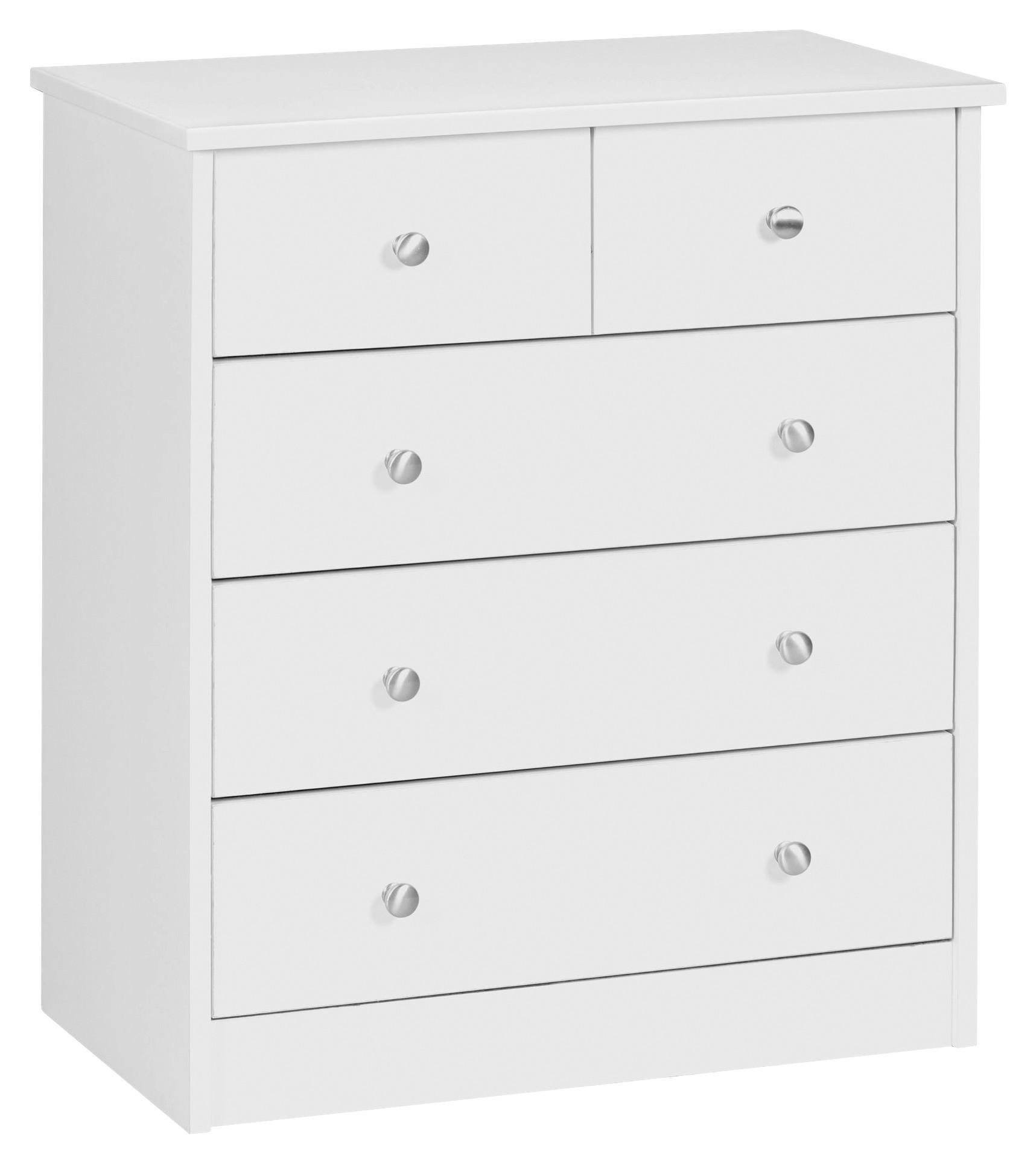 Kommode weiß Alu Optik B/H/T: ca. 60x70x35 cm Kommode - weiß/Alu (60,00/70,00/35,00cm) - Wohnling