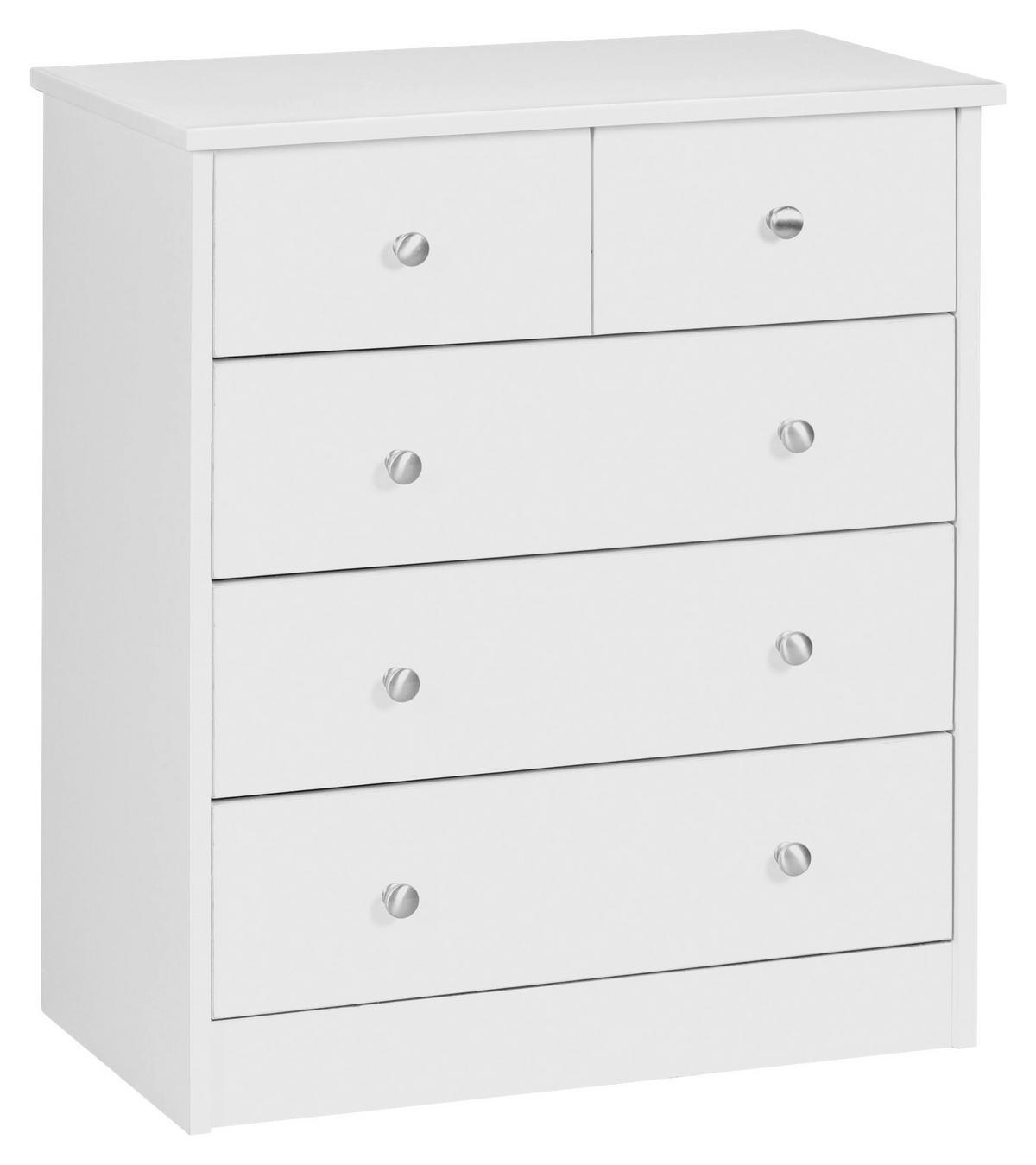 Kommode weiß Alu Optik B/H/T: ca. 60x70x35 cm Kommode - weiß/Alu (60,00/70,00/35,00cm) - Wohnling