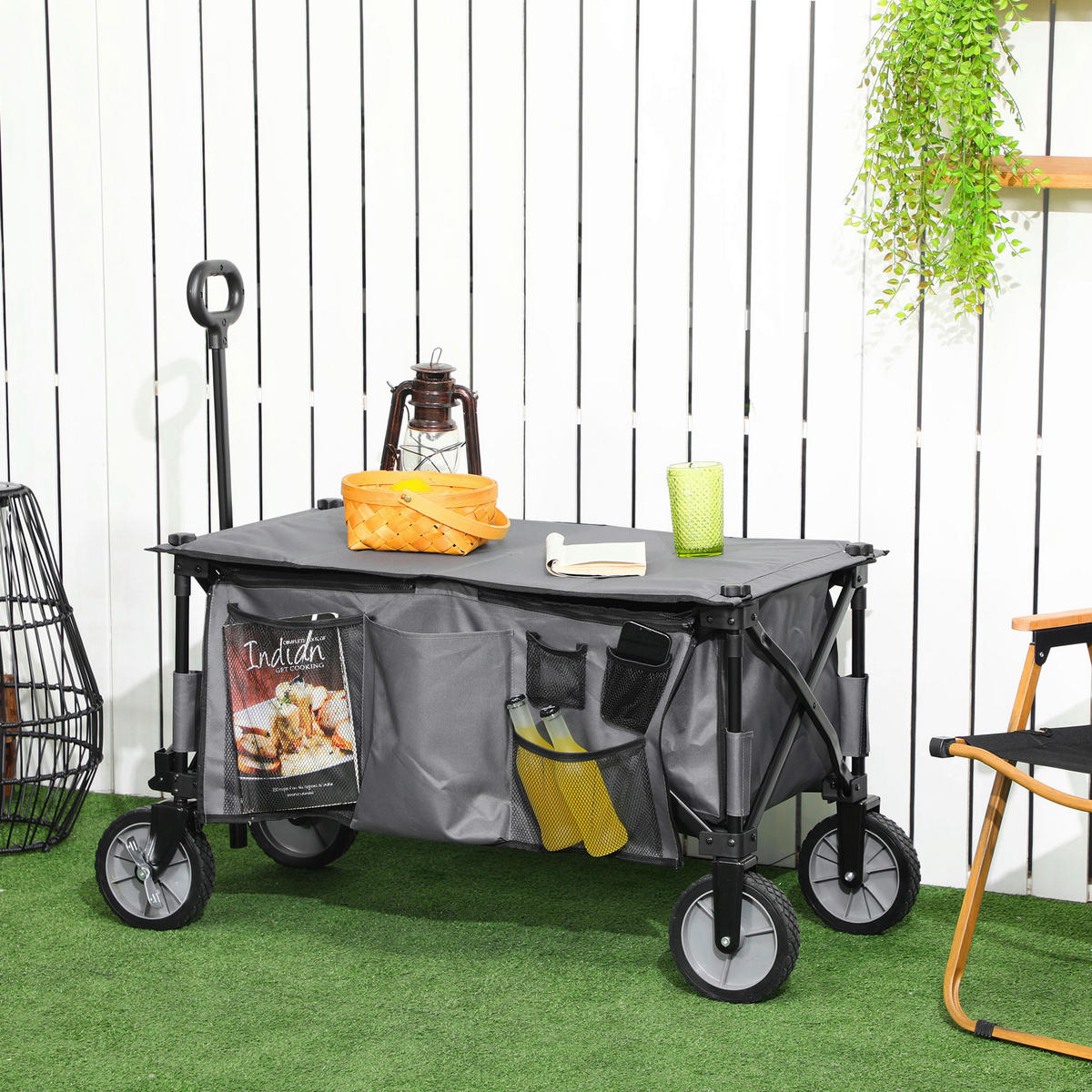 Outsunny Bollerwagen dunkelgrau B/H/L: ca. 55x93x108 cm Bollerwagen - dunkelgrau (108,00/55,00/93,00cm) - Outsunny