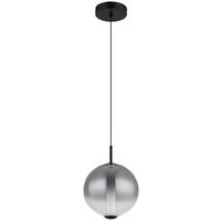 GLOBO Pendelleuchte Rauch mattschwarz Opal Metall Glas H/D: ca. 120x25 cm 1.0 Brennstellen Lacy - Opal/mattschwarz (25,00/120,00cm) - GLOBO