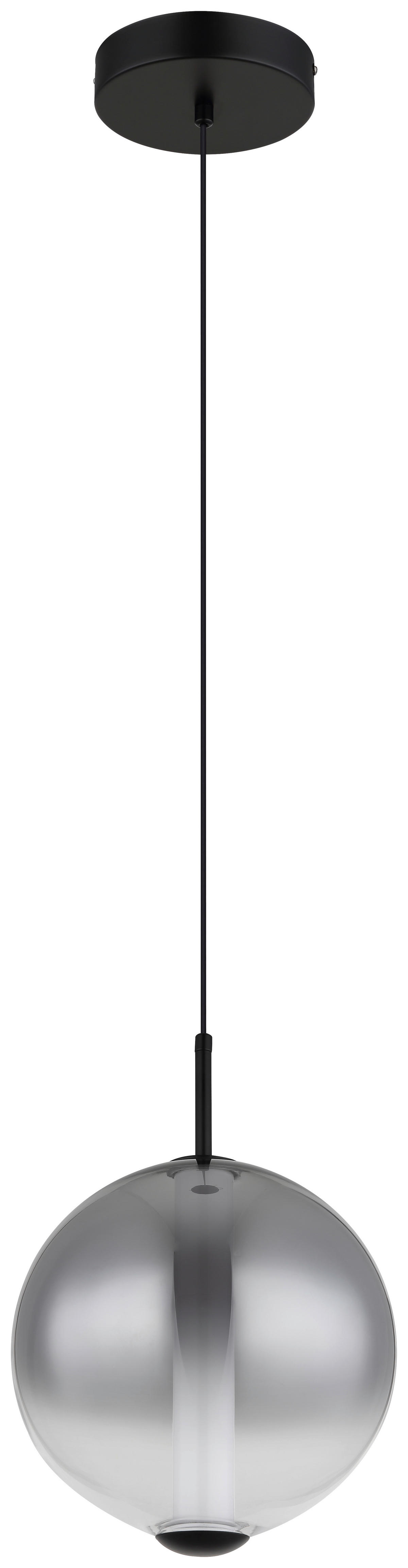 GLOBO Pendelleuchte Rauch mattschwarz Opal Metall Glas H/D: ca. 120x25 cm 1.0 Brennstellen Lacy - Opal/mattschwarz (25,00/120,00cm) - GLOBO