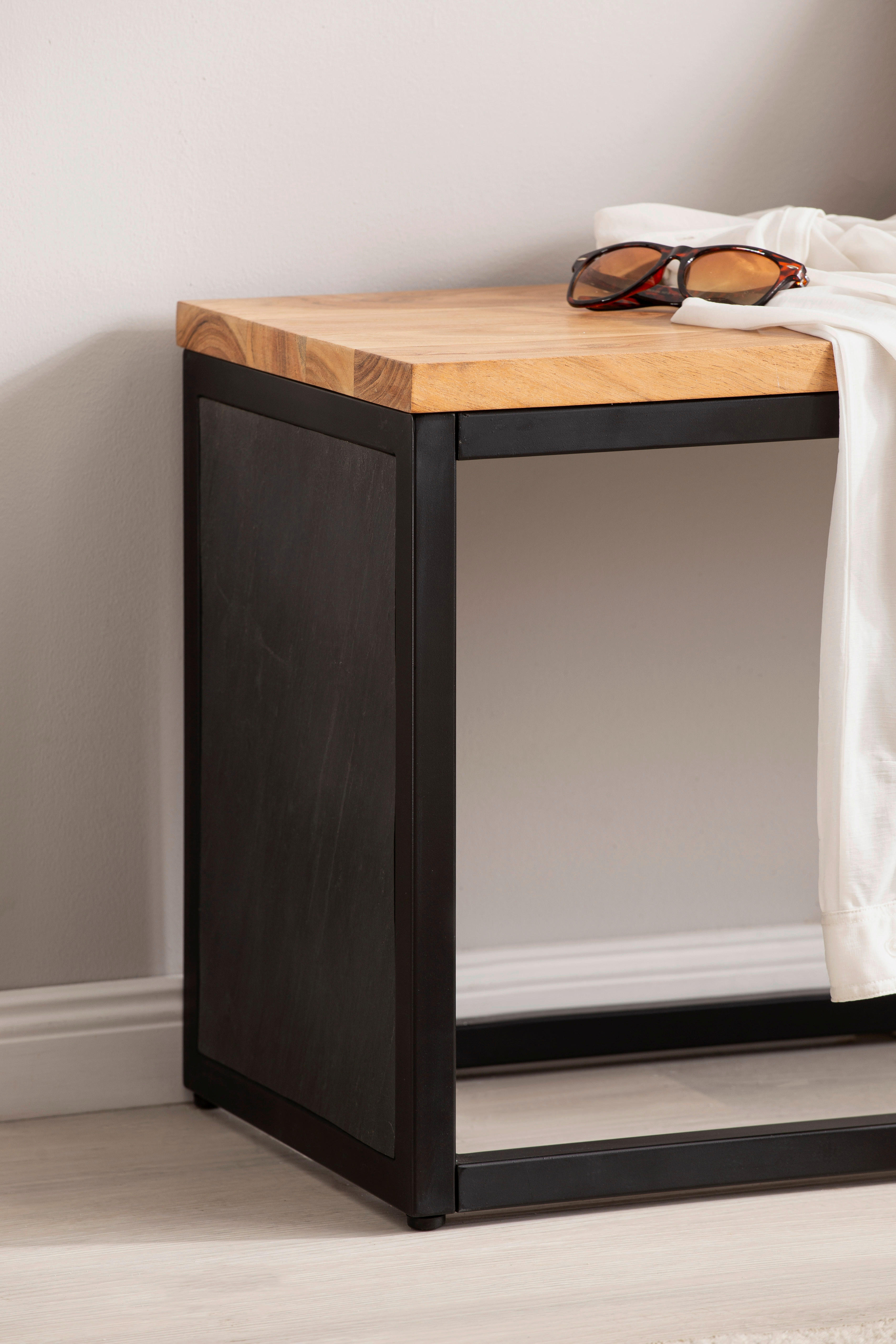 Sitzbank schwarz B/H/T: ca. 120x45x35 cm Sitzbank - schwarz (120,00/45,00/35,00cm) - Wohnling