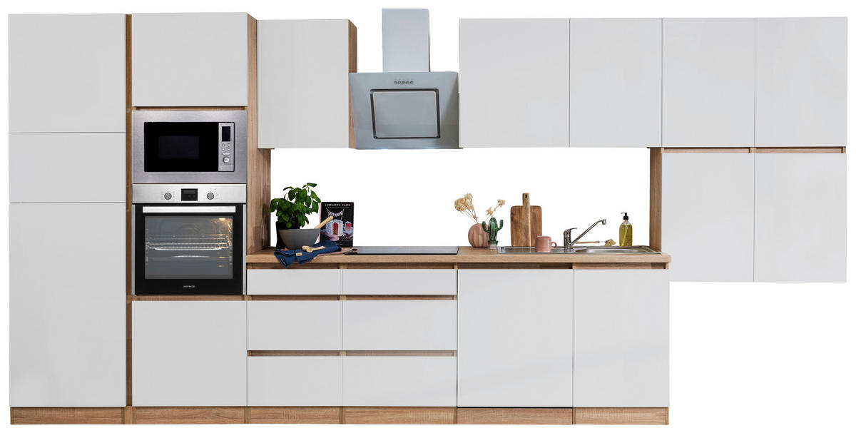 Respekta Küchenblock Premium weiß matt B/H/T: ca. 445x220,5x60 cm Premium - Eiche/weiß (445,00/220,50/60,00cm) - Respekta