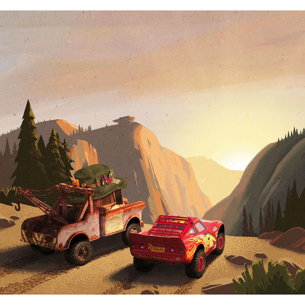 Komar Fototapete Cars Sundown, glatt, bedruckt, Comic, Retro, mehrfarbig, BxH: 300x280 cm, glatt, bedruckt