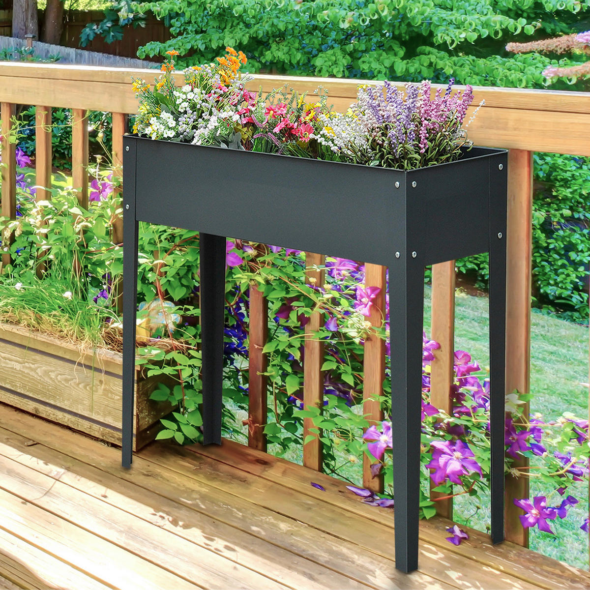 Outsunny Hochbeet B/H/T: ca. 100x80x30 cm Hochbeet 845-085GY - dunkelgrau (100,00/80,00/30,00cm) - Outsunny