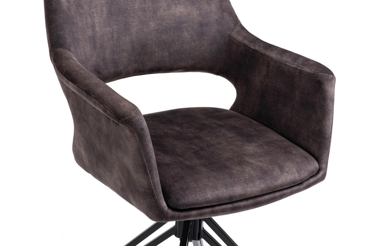 Stuhl ESTELLE  2er-Set anthrazit Vintage schwarz Stoff Metall ESTELLE  2er-Set - schwarz/anthrazit - byLIVING