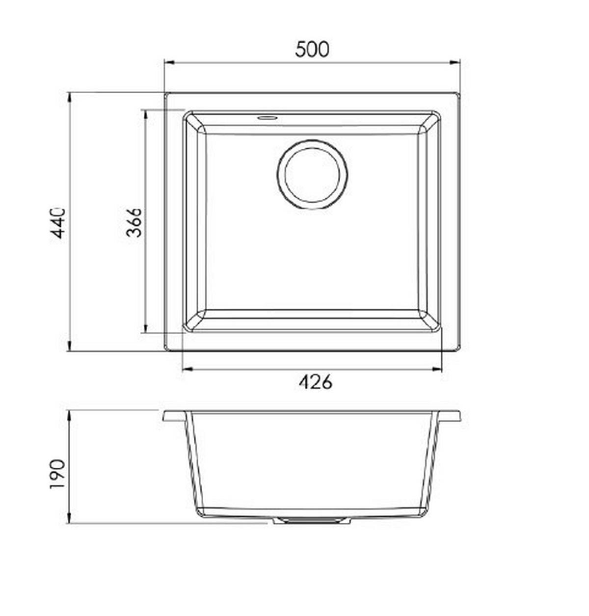 Respekta Einbauspüle Ohio 50 x 44 W weiß Mineralite B/H/T: ca. 44x19x50 cm Ohio 50 x 44 W - weiß (44,00/19,00/50,00cm) - Respekta