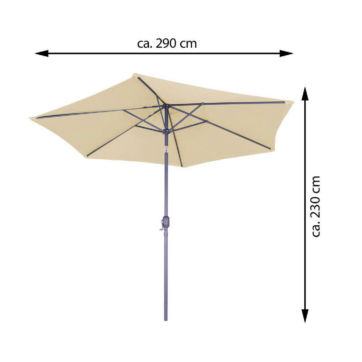 VCM Sonnenschirm creme Polyester-Mischgewebe H/D: ca. 230x290 cm Sonnenschirm - creme (290,00/230,00cm) - VCM