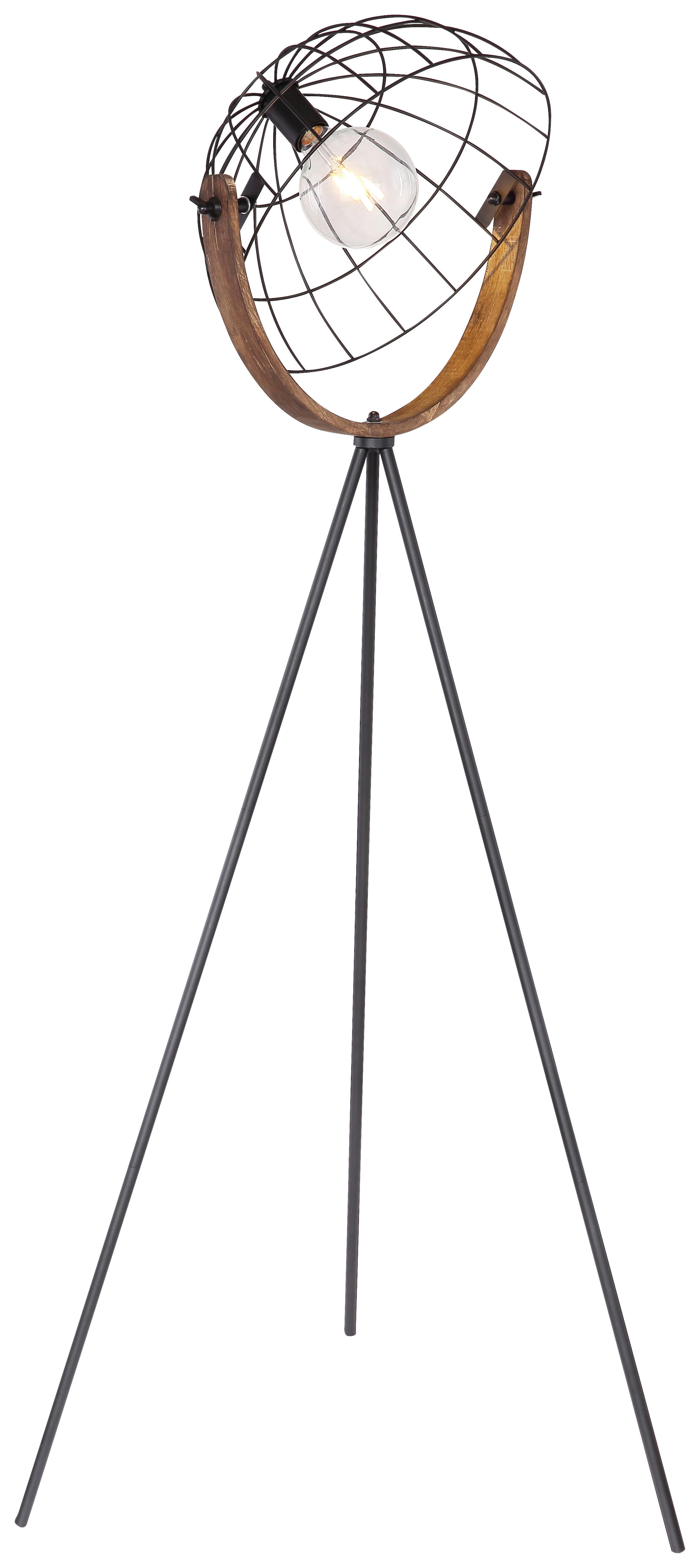 GLOBO Stehleuchte NETTY 54306S schwarz Metall Echtholz H/D: ca. 160x60 cm E günstig online kaufen