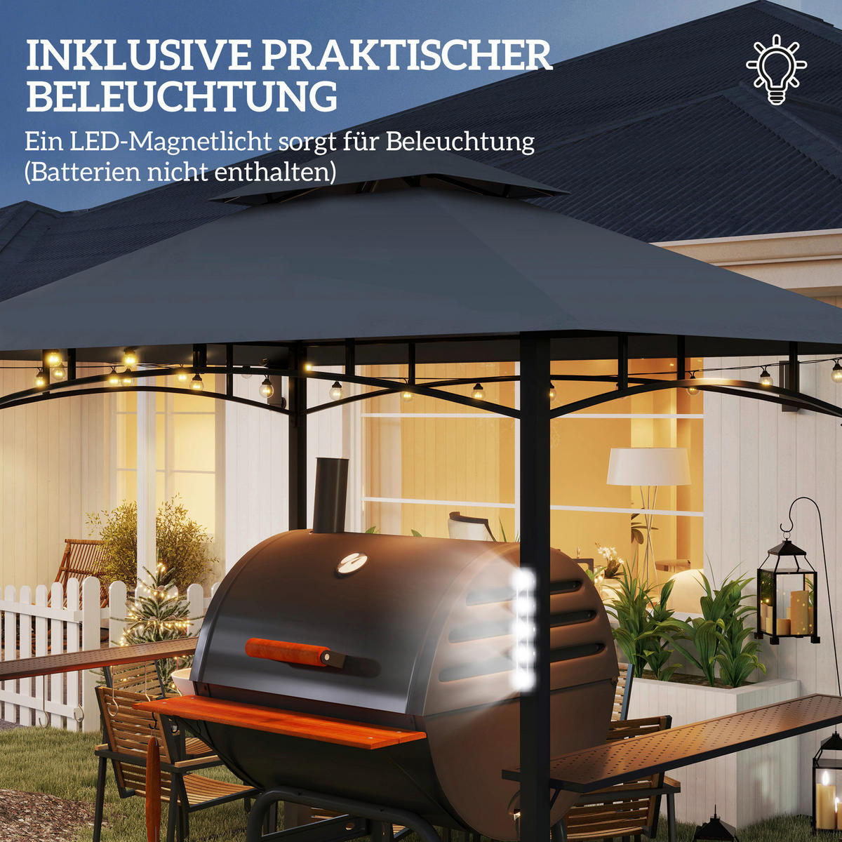 Outsunny Grillpavillon dunkelgrau Polyester B/H/L: ca. 148x248x243 cm Grillpavillon - dunkelgrau (243,00/148,00/248,00cm) - Outsunny