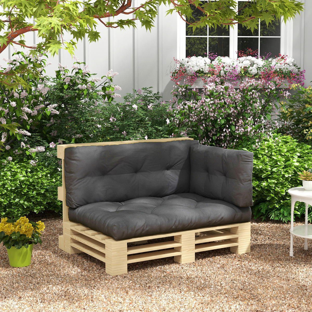 Outsunny Palettenkissen dunkelgrau Polyester B/H/L: ca. 80x120x12 cm Palettenkissen - dunkelgrau (12,00/80,00/120,00cm) - Outsunny