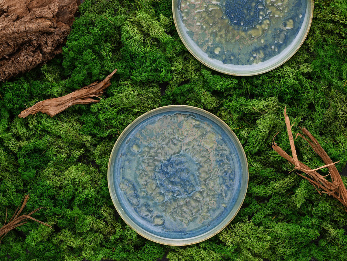 CreaTable Tafelservice Yuki grün Steinzeug 12 tlg. Yuki - blau/grün - CreaTable