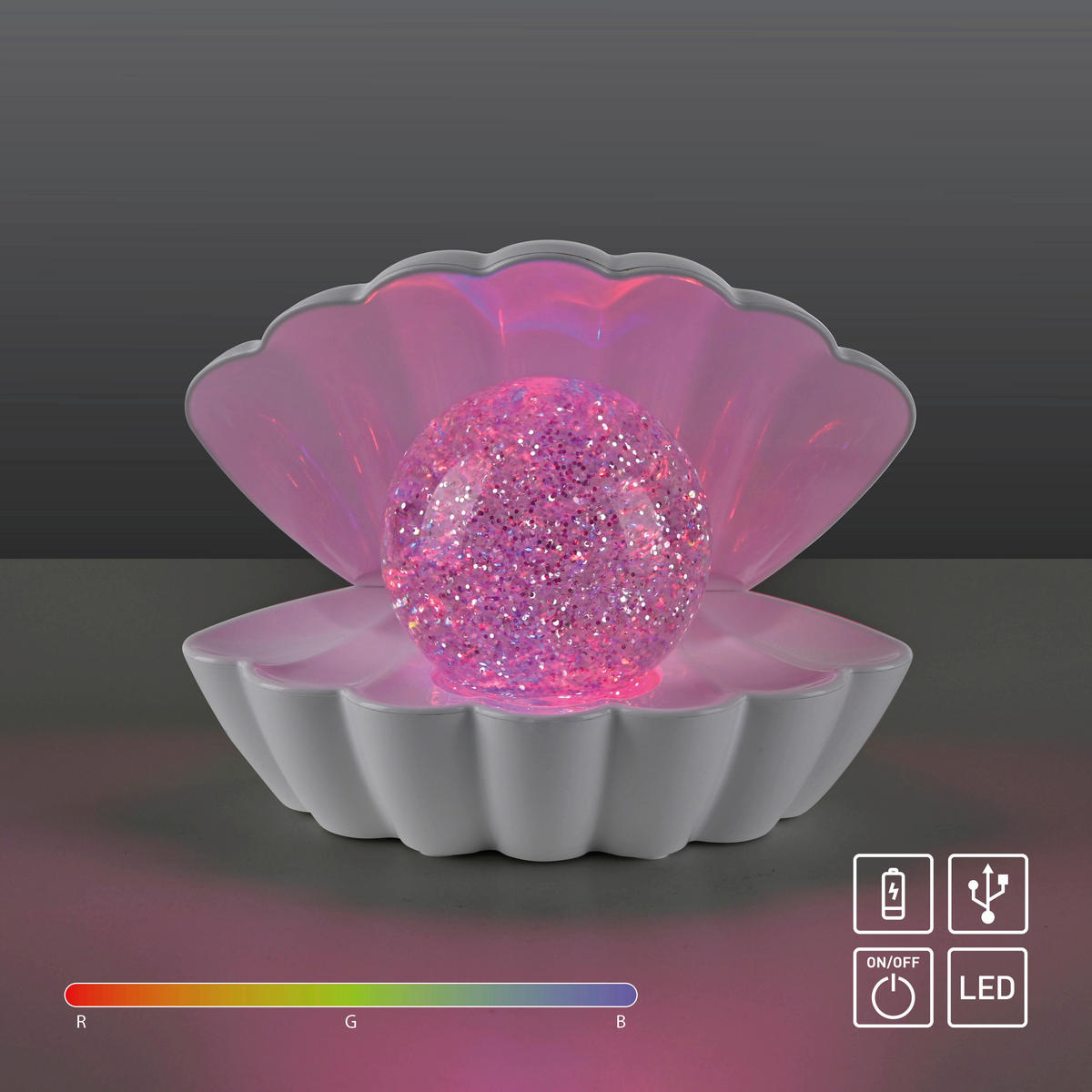 Just Light LED-Dekoleuchte weiß Kunststoff B/H/D: ca. 18x13x14,8 cm LED-Dekoleuchte_Muschel - weiß (14,80/13,00cm) - Just Light