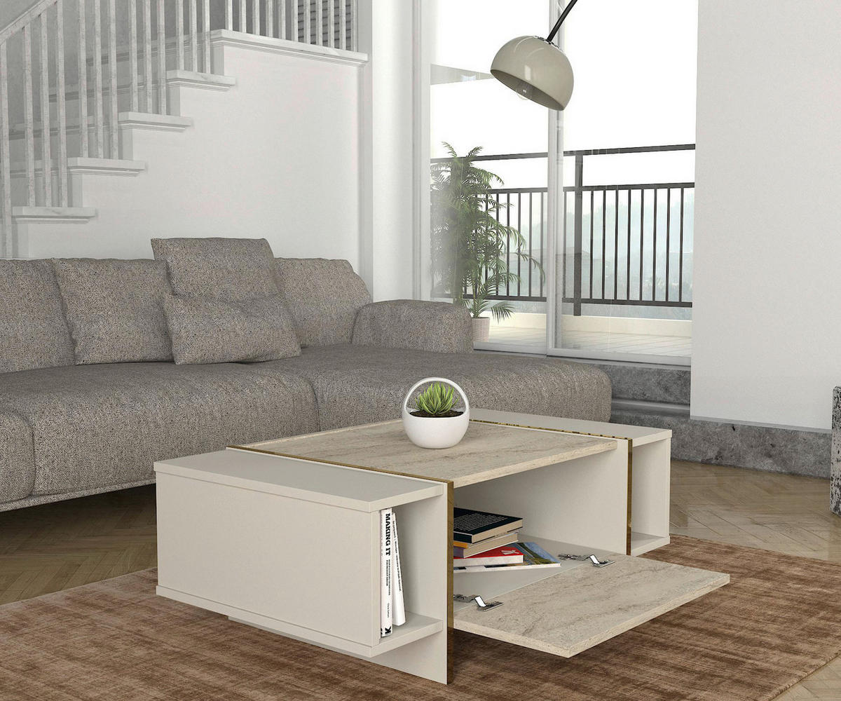 Couchtisch Veyron beige granit Optik B/H/T: ca. 103,8x37,7x60 cm Veyron - beige/granit (103,80/37,70/60,00cm) - moebel17