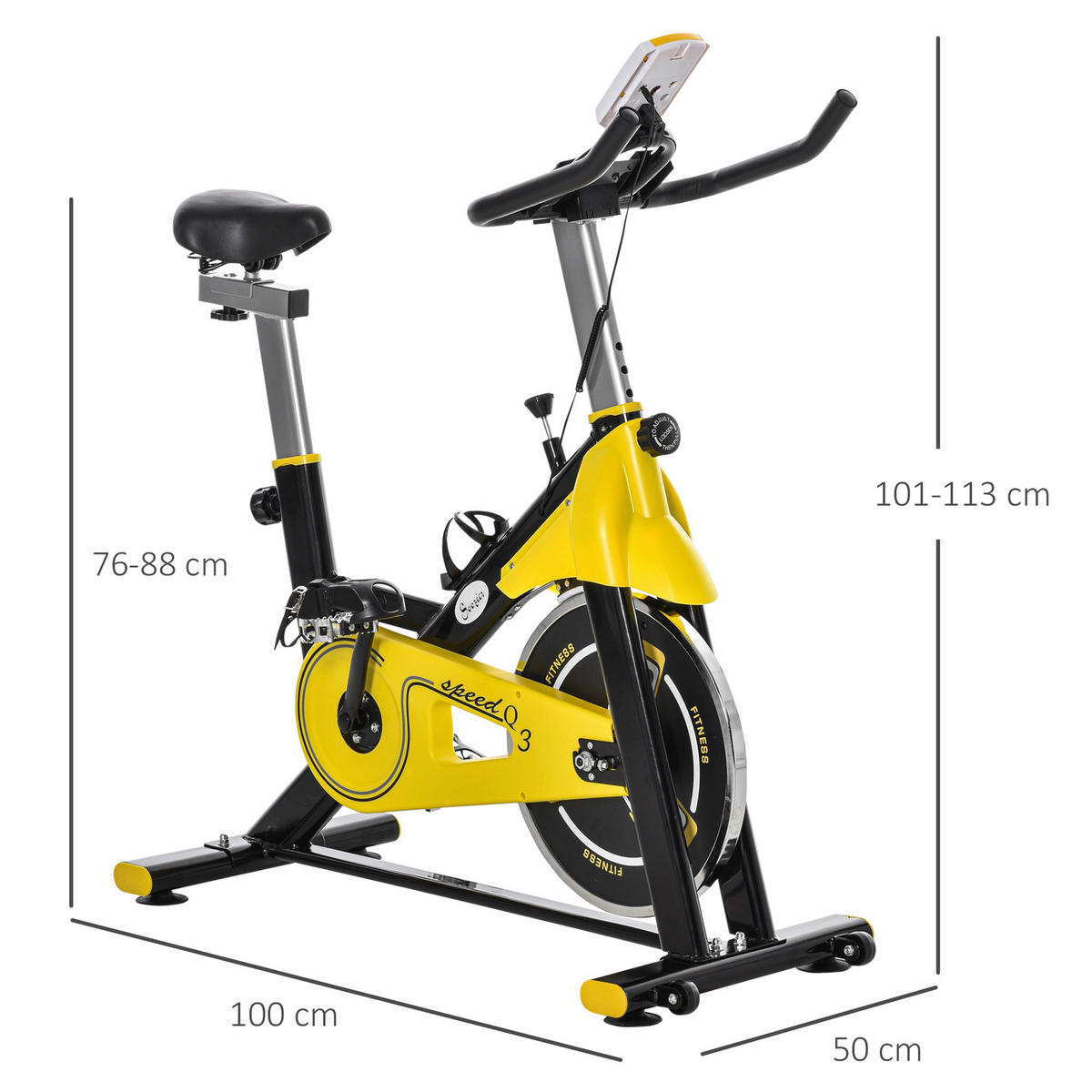 HOMCOM Fahrradtrainer schwarz Kunststoff B/H/L: ca. 50x113x100 cm Fahrradtrainer - gelb/schwarz (100,00/50,00/113,00cm) - HOMCOM