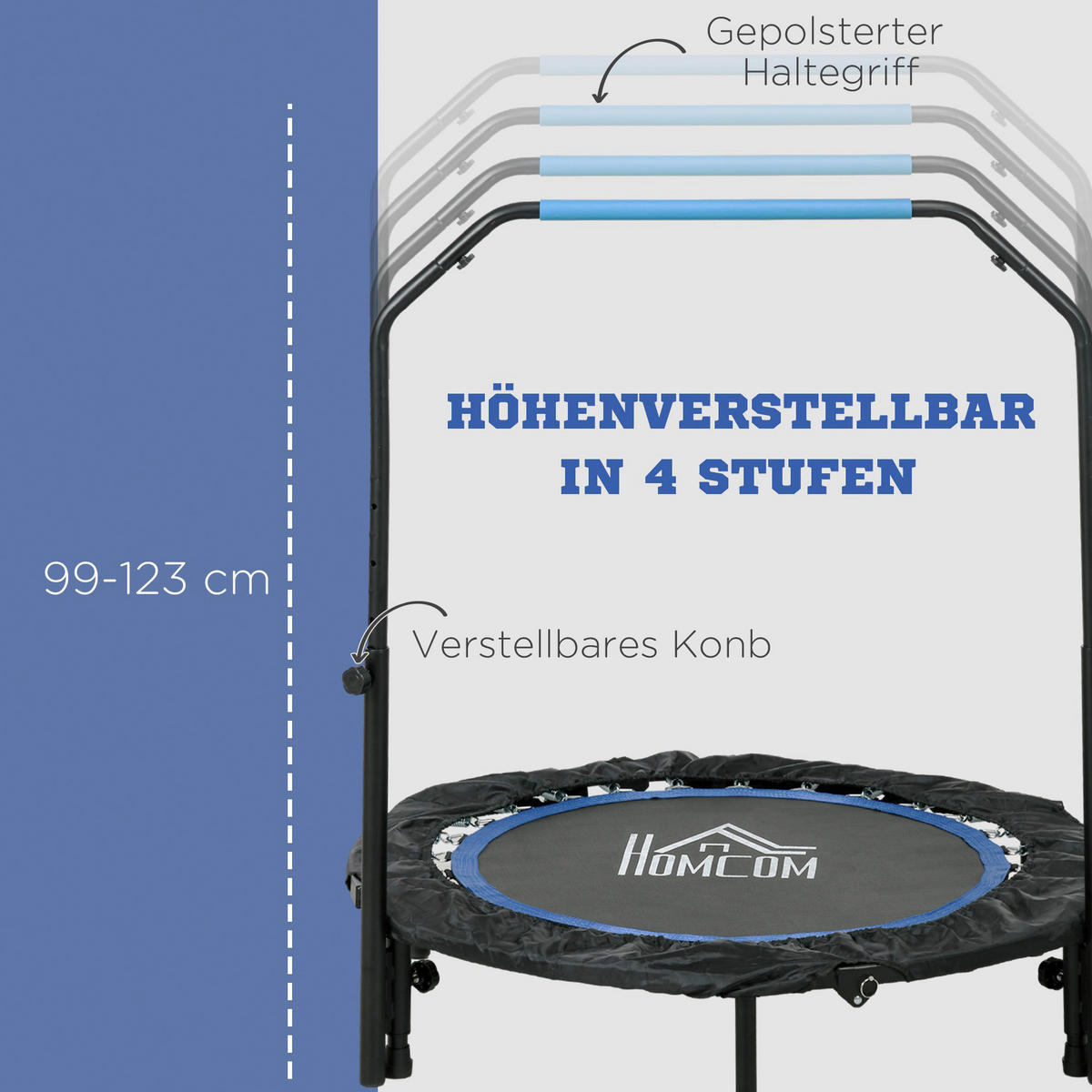 HOMCOM Trampolin schwarz Stahl B/H/L: ca. 102x123x102 cm Trampolin - blau/schwarz (102,00/102,00/123,00cm) - HOMCOM