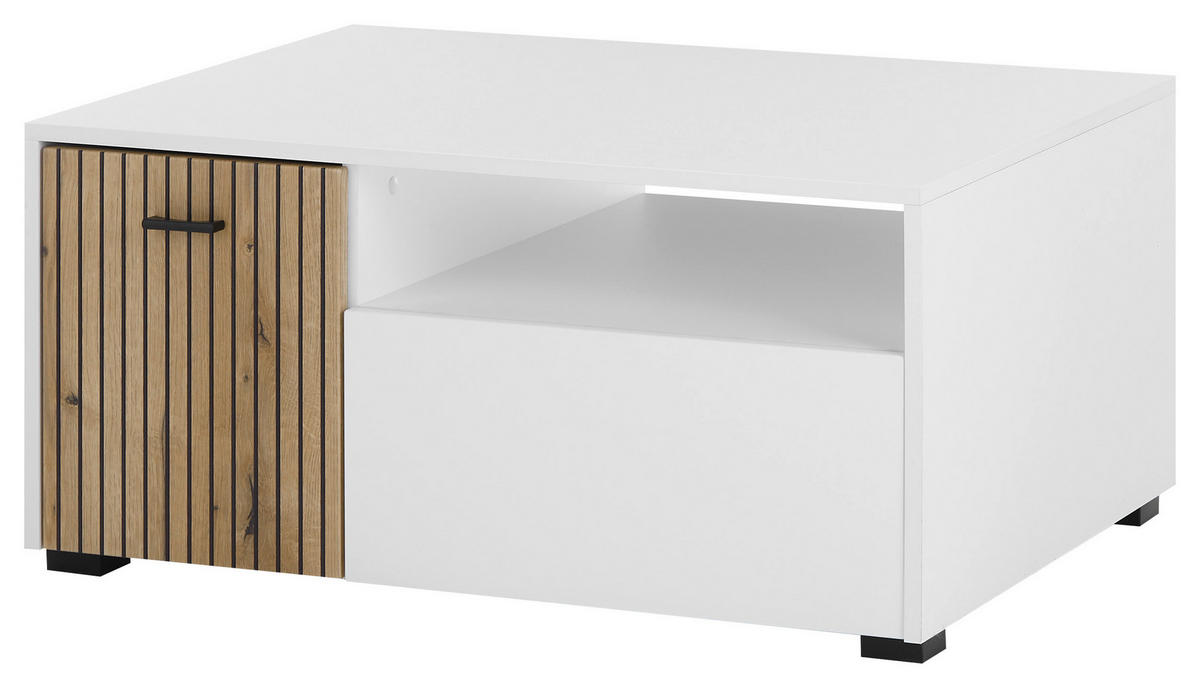Couchtisch Hudson weiß matt Eiche Evoke Coast Nachbildung B/H/T: ca. 90x43x70 cm Hudson - Eiche/weiß (90,00/43,00/70,00cm)