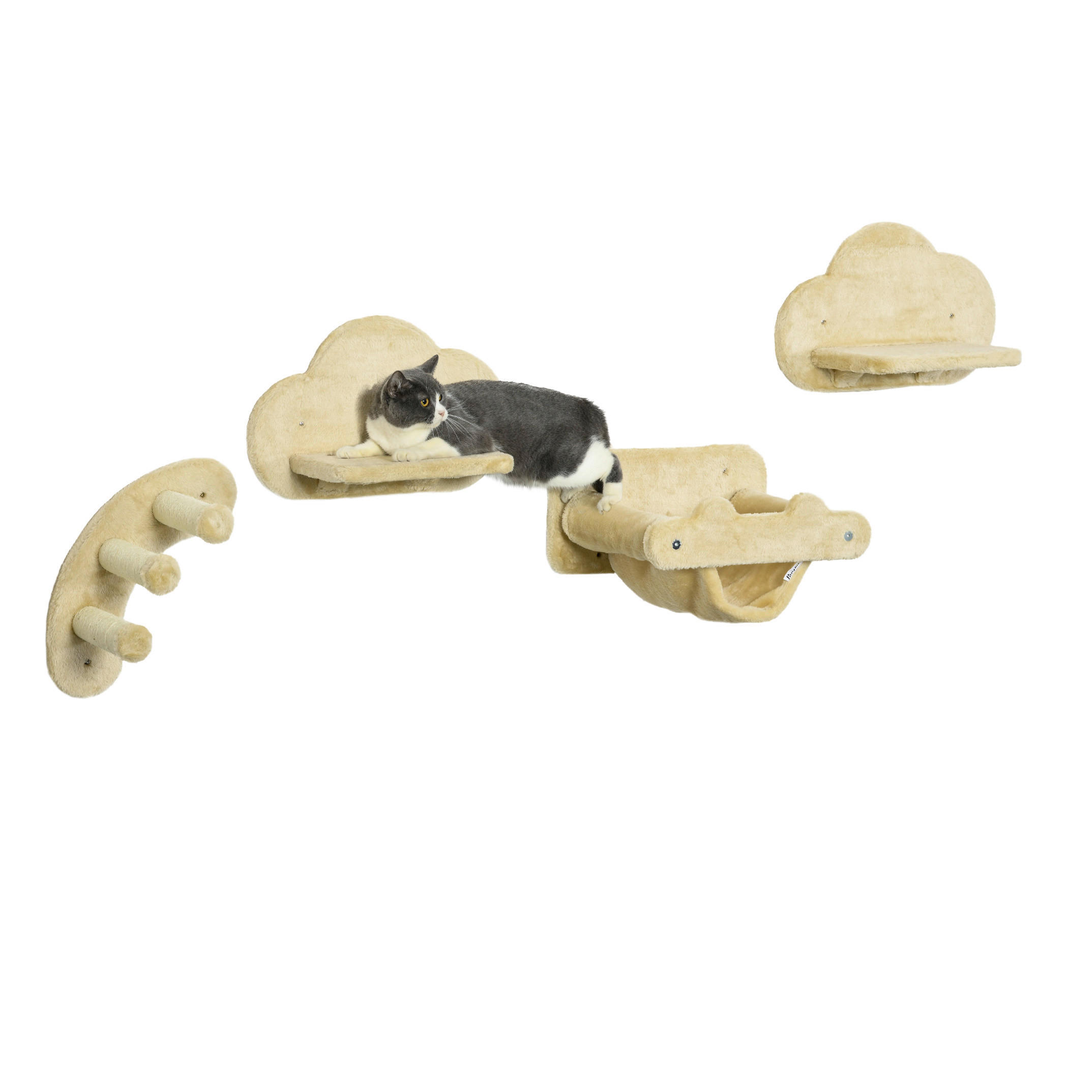 PawHut Katzen-Zubehör beige Edelstahl B/H/L: ca. 34x40x20 cm Katzentreppe - beige (20,00/34,00/40,00cm) - PawHut