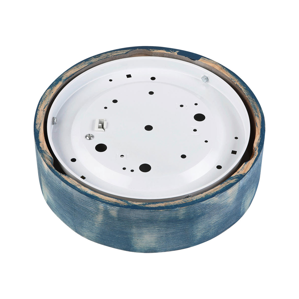 Lamkur Deckenleuchte hellbraun blau Glas Holz B/H/L: ca. 28x28x10 cm 1 Brennstellen Eveline - blau/hellbraun (10,00/28,00/28,00cm) - Lamkur