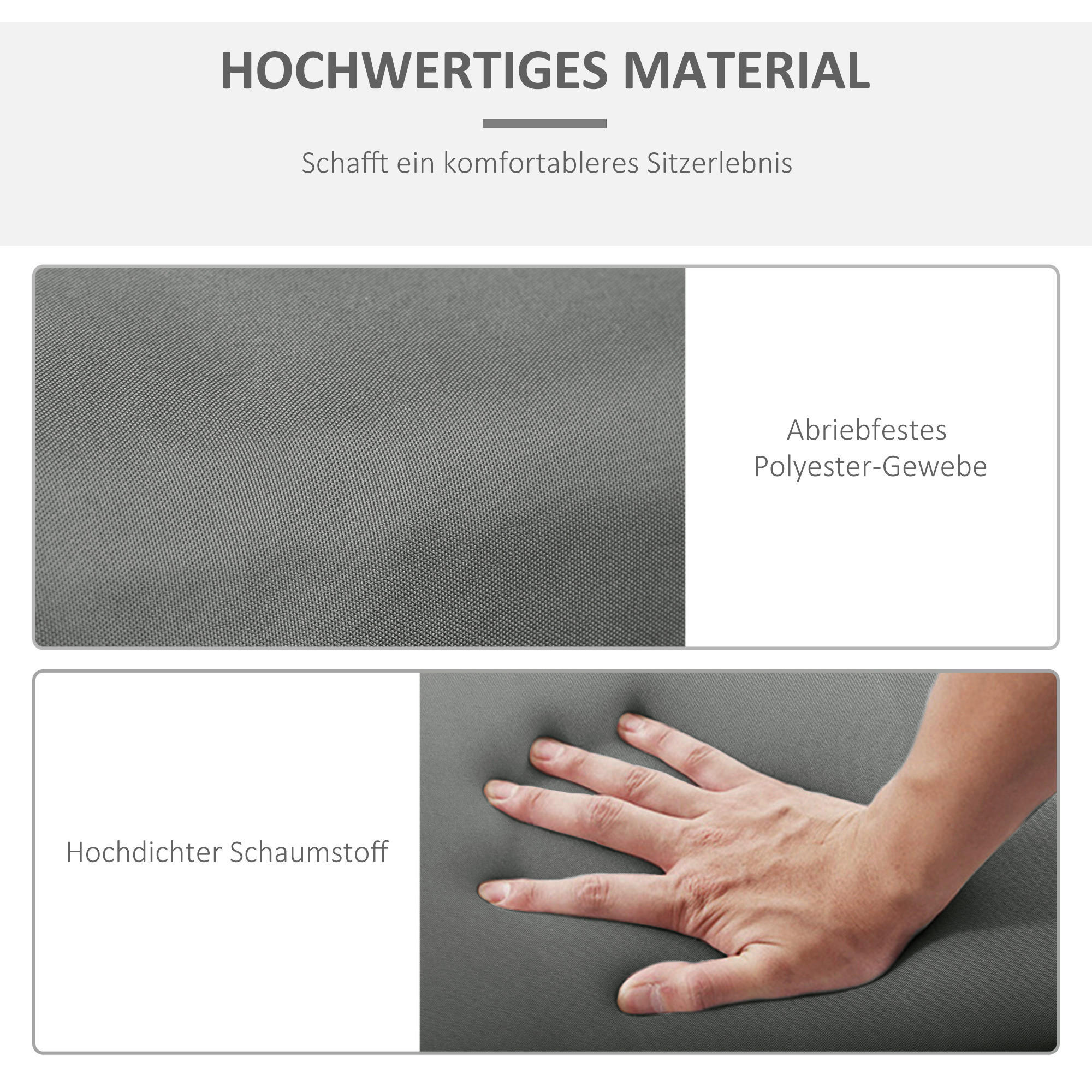 Thumbnail - Outsunny Liegenauflage 2er Set dunkelgrau Schaumstoff B/H/L: ca. 55x8x196 cm