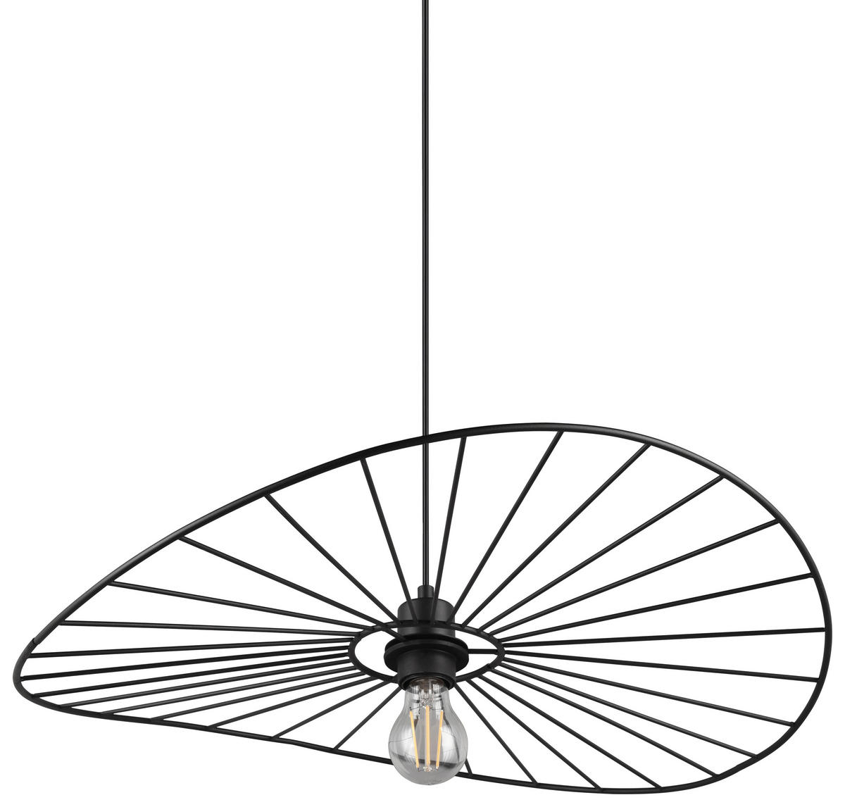 Reality Pendelleuchte R31451032 Chapeau schwarz Metall H/D: ca. 150x60 cm E27 1 Brennstellen Chapeau - schwarz (60,00/150,00cm) - Reality