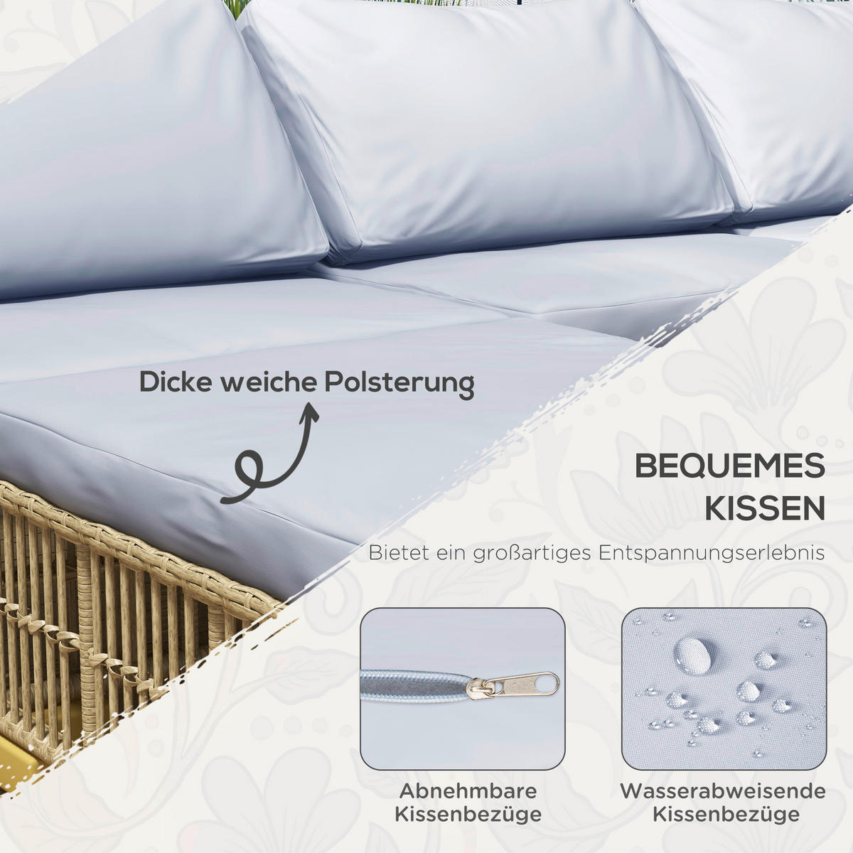 Outsunny Sitzgruppe grau Polyester B/H/L: ca. 73x73x73 cm Rattan_Gartengarnitur - beige/grau (73,00/73,00/73,00cm) - Outsunny