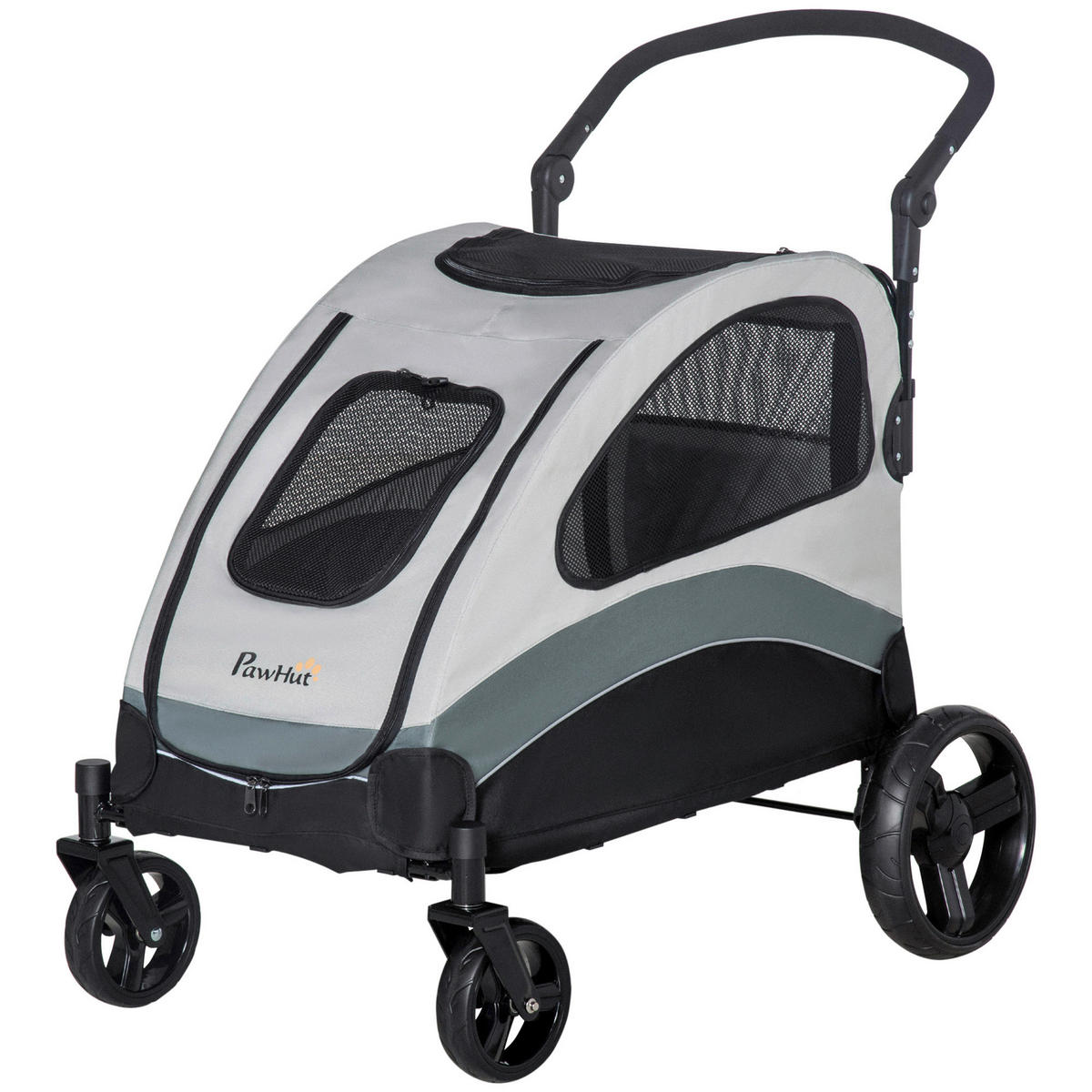 PawHut Hunde-Zubehör schwarz Polyester B/H/L: ca. 67x107x102 cm Hundebuggy - schwarz/grau (102,00/67,00/107,00cm) - PawHut