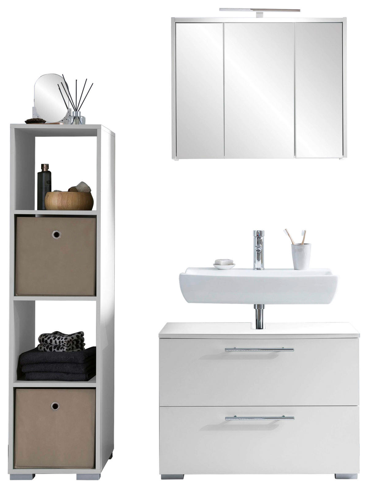 Regal Carlos perlweiß Optik B/H/T: ca. 36,3x142,7x33 cm Carlos - (36,30/142,70/33,00cm) - Möbelpartner