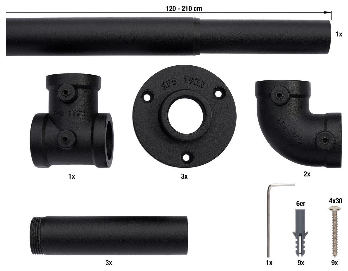 Stilgarnituren Industrial-Look Industrial-Look - schwarz - ondeco
