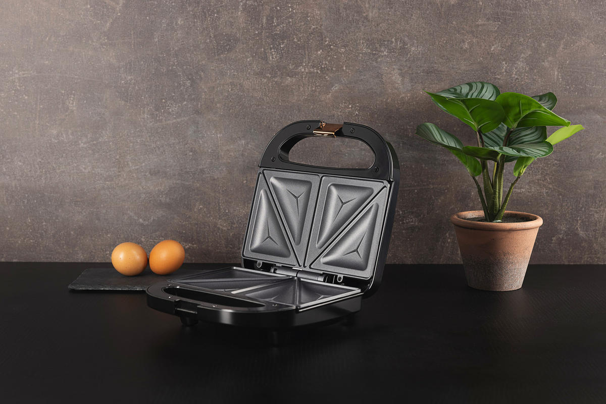 BERGNER Sandwichtoaster BG-53005-CP schwarz Kupfer Aluminium Kunststoff B/H/L: ca. 22x9x22 cm COPPER - schwarz/Kupfer (22,00/22,00/9,00cm) - BERGNER