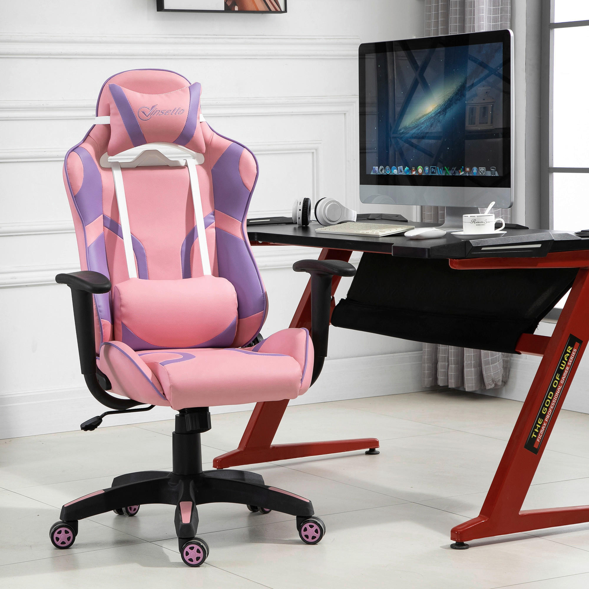 Gaming-Sessel 921-201 rosa 921-201 - rosa (69,00/125,50/56,00cm) - Vinsetto