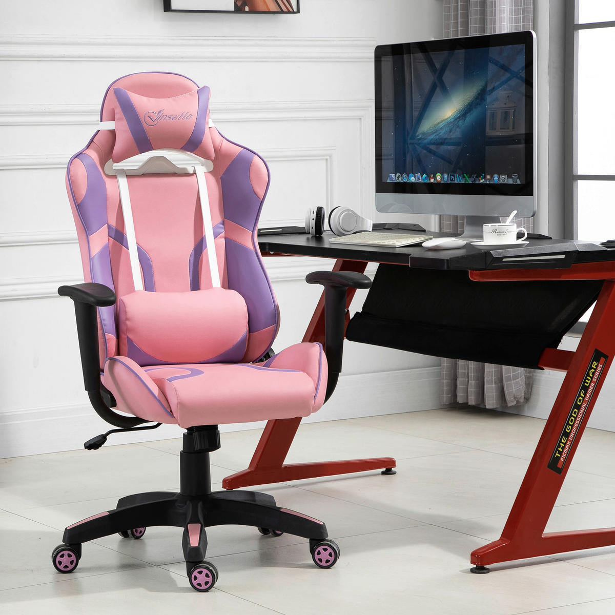 Gaming-Sessel 921-201 rosa 921-201 - rosa (69,00/125,50/56,00cm) - Vinsetto