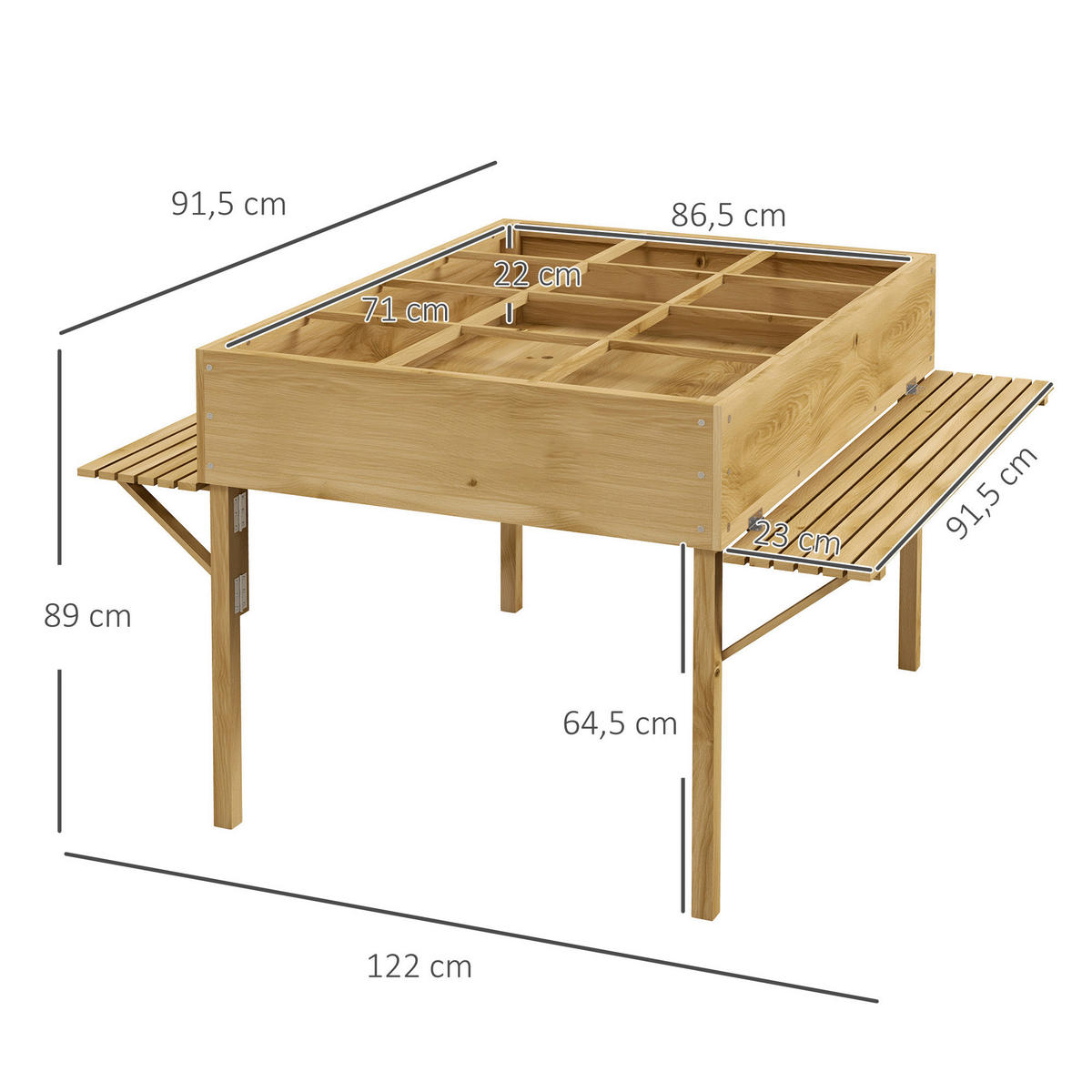 Outsunny Hochbeet natur Holz B/H/L: ca. 91,5x122x89 cm Hochbeet - natur (89,00/91,50/122,00cm) - Outsunny