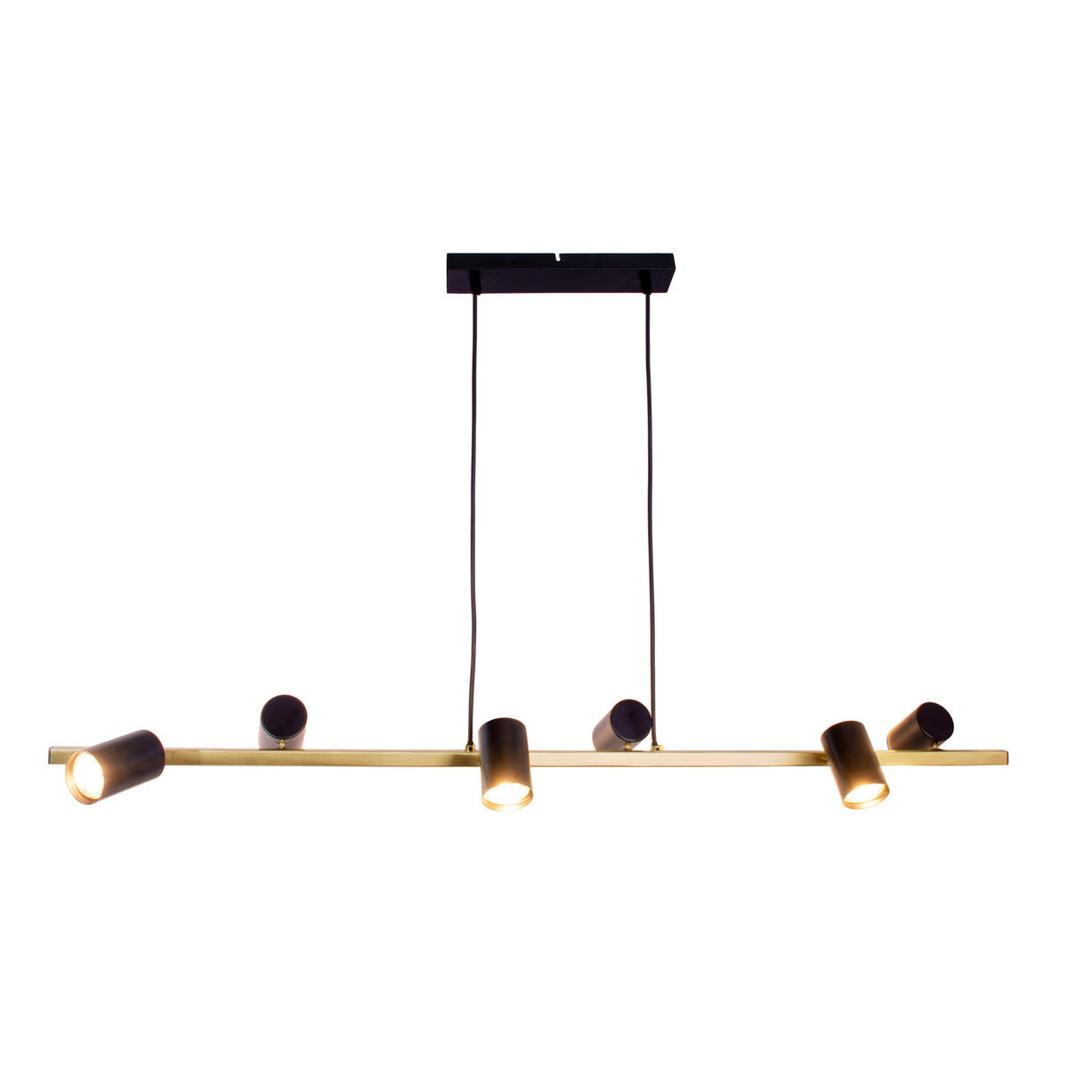 Näve Leuchten Pendelleuchte 7094822 schwarz Holz Metall B/H/T: ca. 23x120x115 cm GU10 6 Brennstellen Frida - schwarz (23,00/120,00/115,00cm) - Näve Leuchten