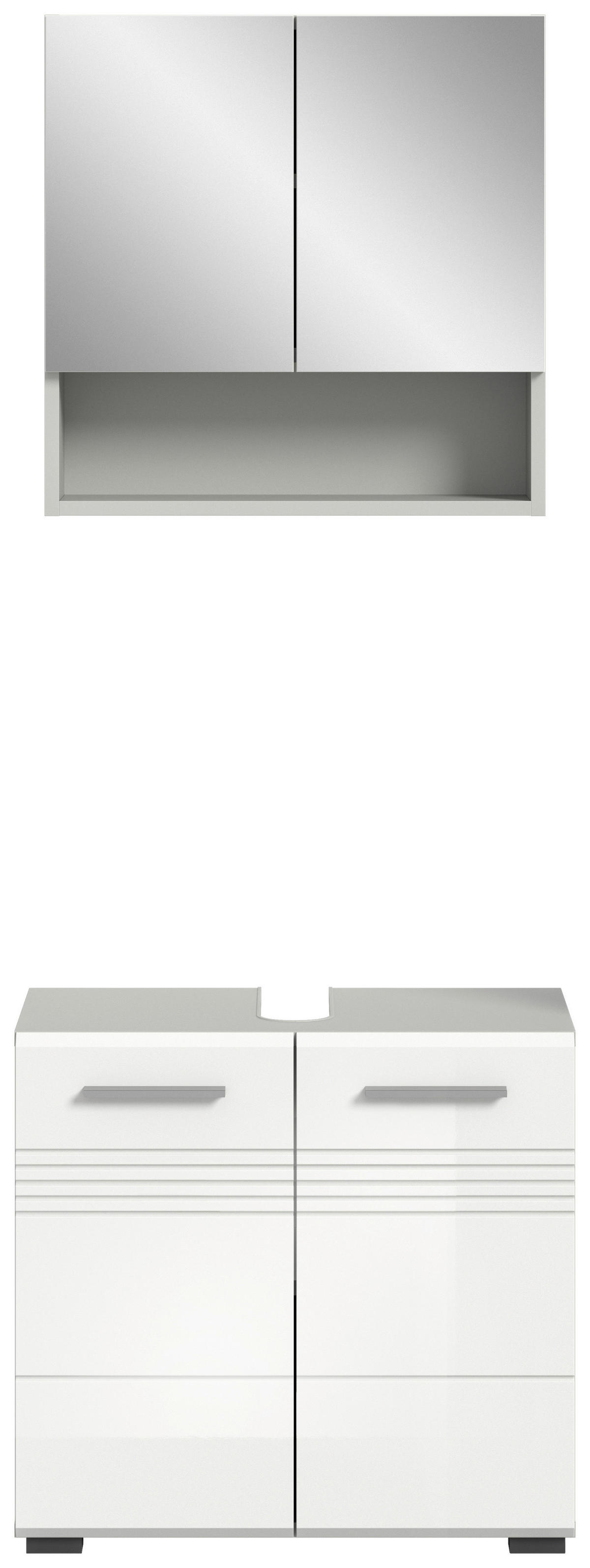 Badblock Copa hellgrau weiß Hochglanz B/H/T: ca. 60x190x32 cm Copa - hellgrau/weiß (60,00/190,00/32,00cm) - xonox.home
