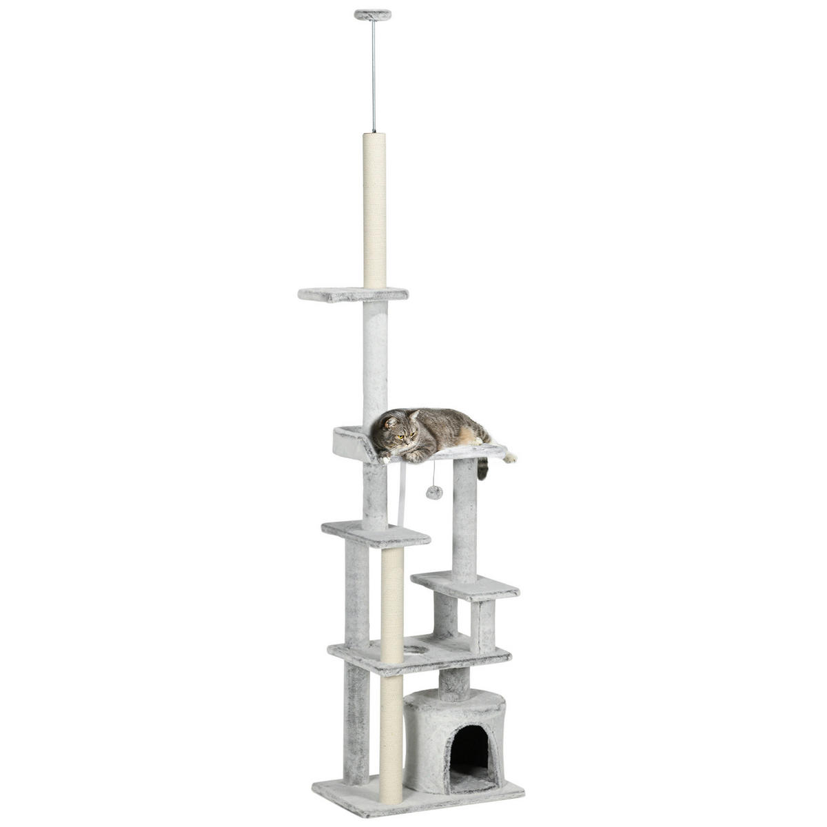 PawHut Kratzbaum grau Polypropylen B/H/L: ca. 40x60x255 cm Kratzbaum - grau (255,00/40,00/60,00cm) - PawHut