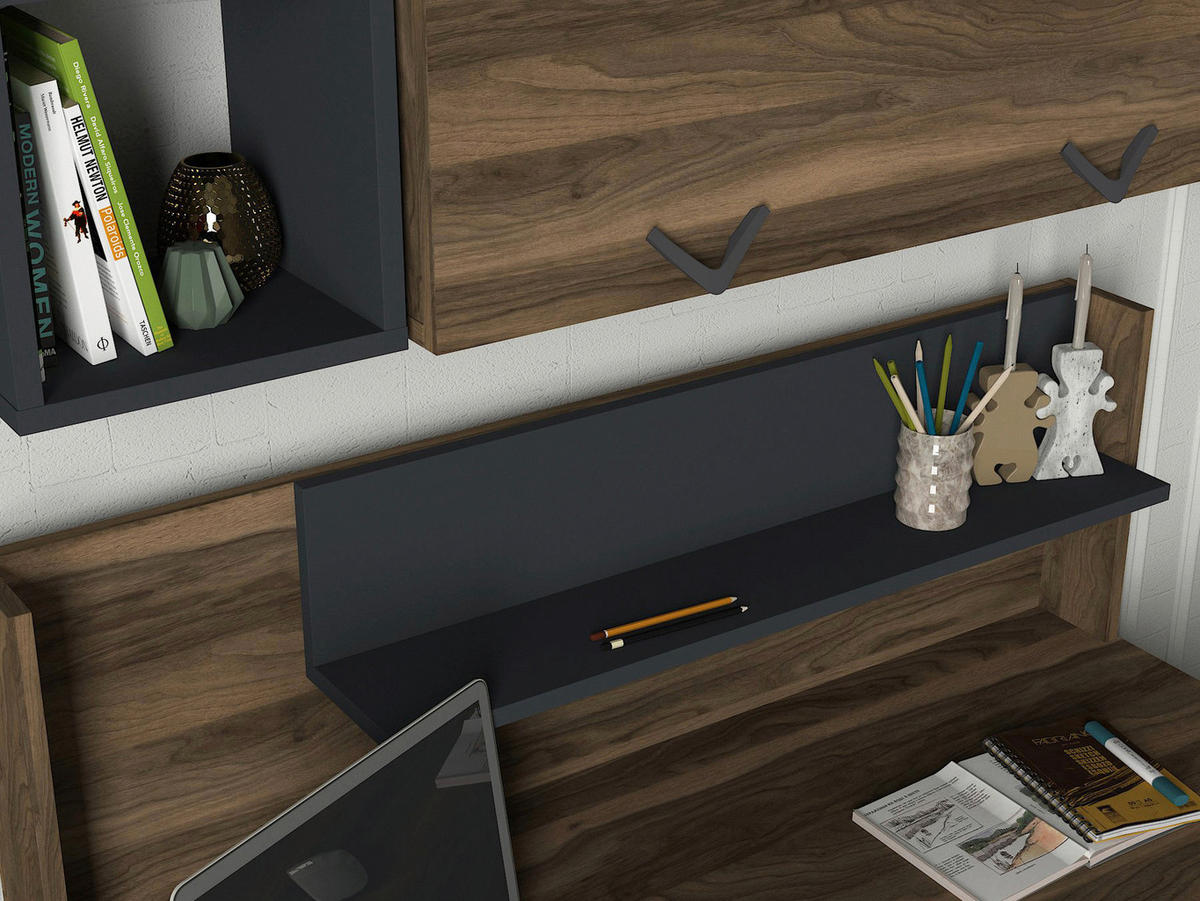 Schreibtisch Bumerang walnuss Nachbildung anthrazit B/H/T: ca. 120x114x60 cm Bumerang - walnuss/anthrazit (120,00/114,00/60,00cm) - moebel17