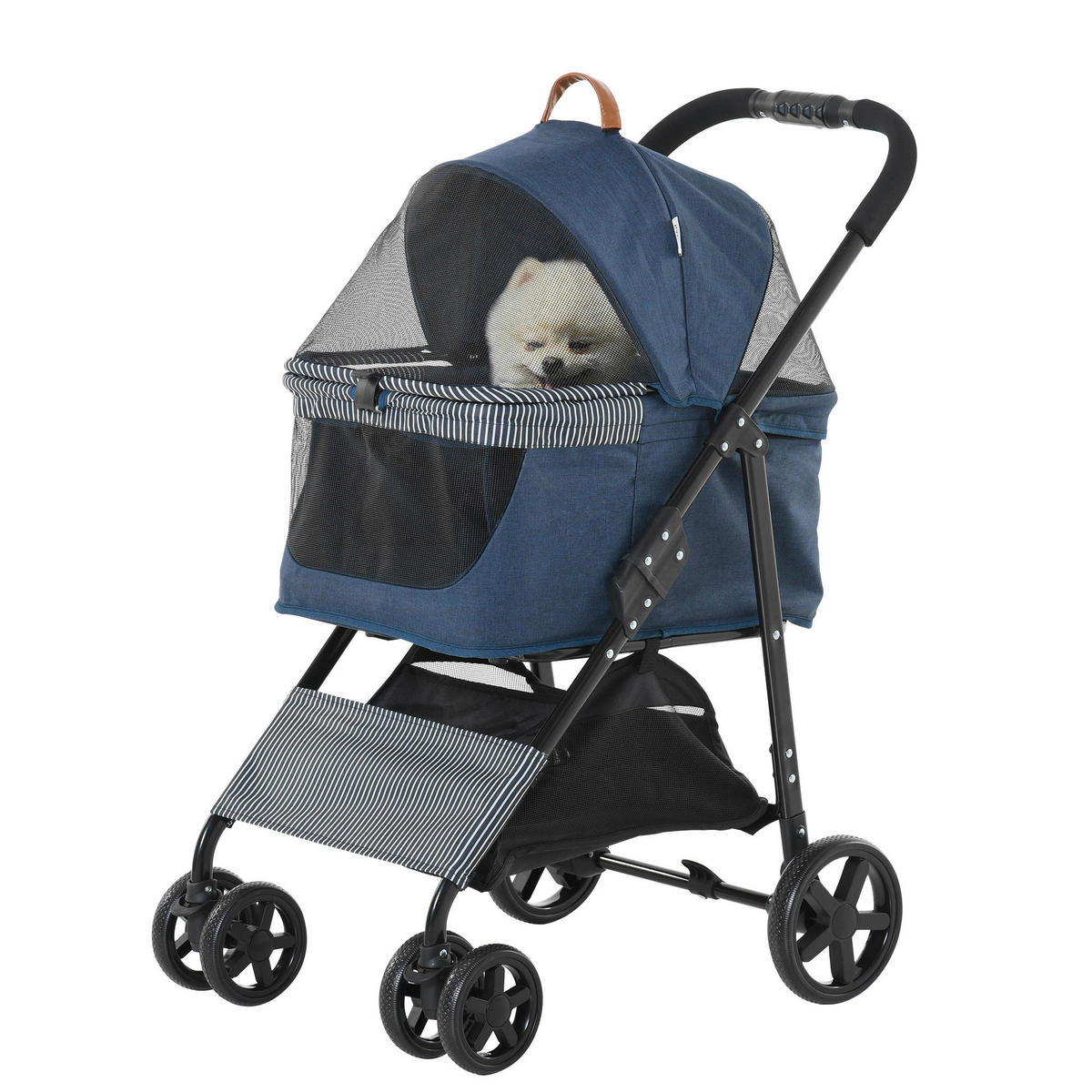 PawHut Hunde-Zubehör dunkelblau Edelstahl B/H/L: ca. 51x77,5x99,5 cm Hundewagen - dunkelblau (99,50/51,00/77,50cm) - PawHut