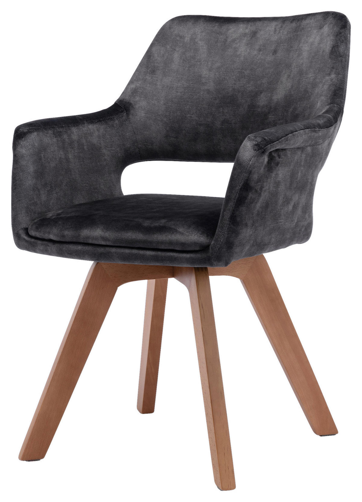 Stuhl KLARA  2er-Set anthrazit Vintage Samt Holz B/H/T: ca. 52x89x63,5 cm KLARA  2er-Set - anthrazit (52,00/89,00/63,50cm) - byLIVING