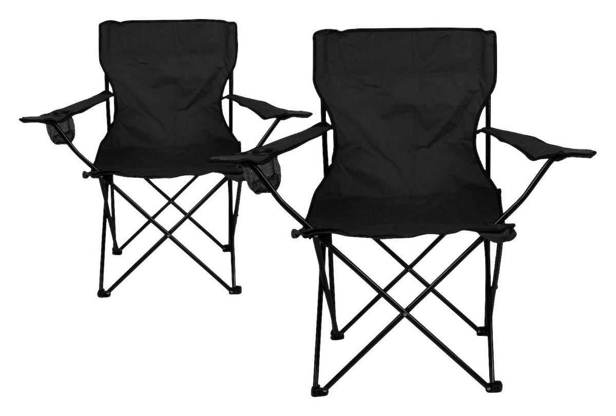 VCM Campingstuhl Set schwarz Polyester-Mischgewebe B/H/T: ca. 85x85x50 cm Campingstuhl_Set - schwarz (85,00/85,00/50,00cm) - VCM