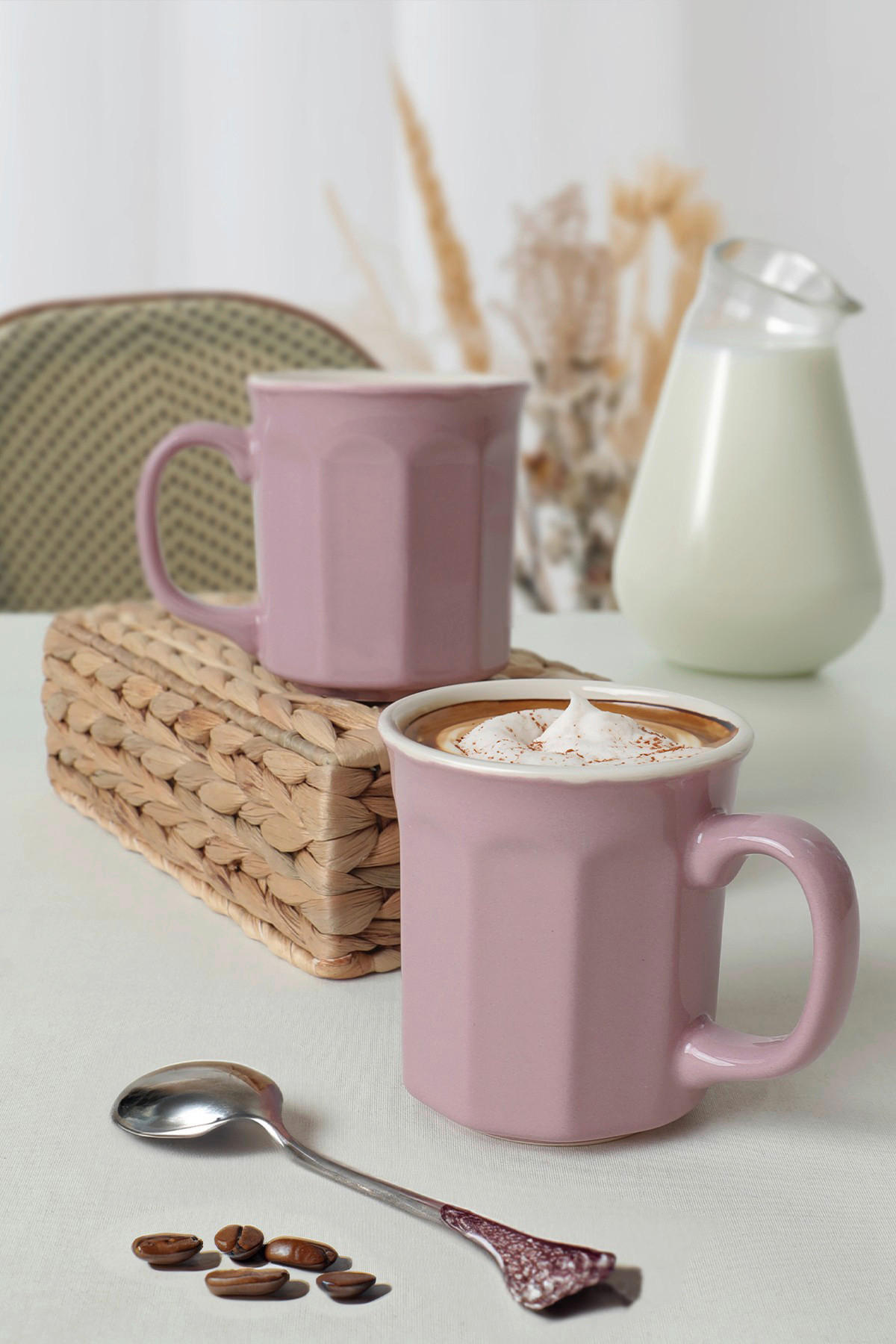 HermiaConcept Kaffeebecher 6-tlg. creme Keramik 6 tlg. 6-tlg. - creme/violett (9,00/9,00cm) - HermiaConcept