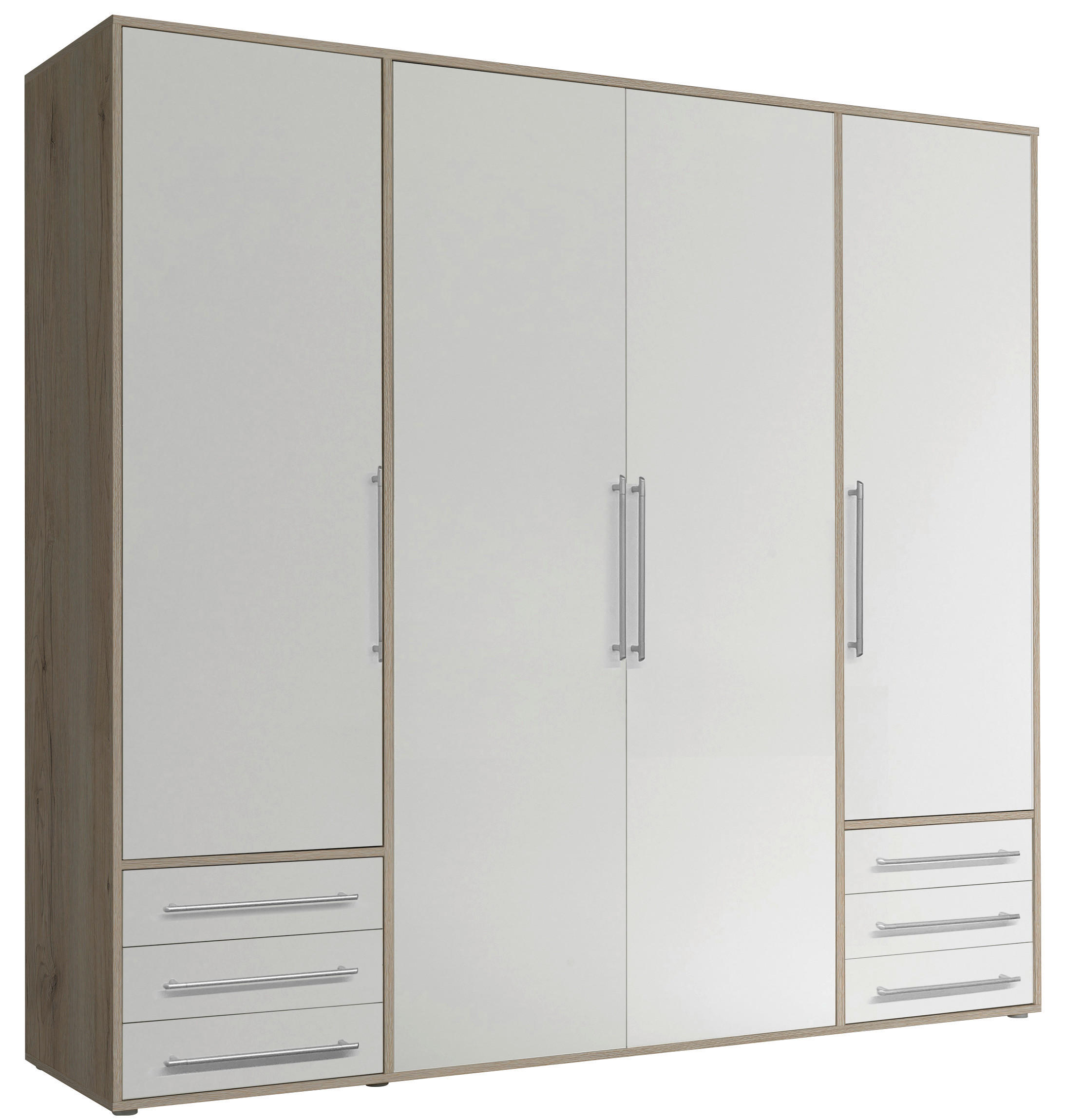 Kleiderschrank Lyss Eiche San-Remo Nachbildung weiß B/H/T: ca. 205x194x58 cm Lyss - Eiche/weiß (205,00/194,00/58,00cm)