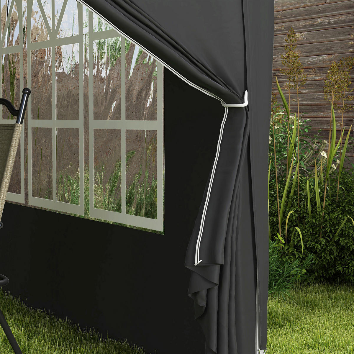 Outsunny Pavillon schwarz Stahl B/H/L: ca. 295x258x295 cm Pavillon - schwarz (295,00/295,00/258,00cm) - Outsunny