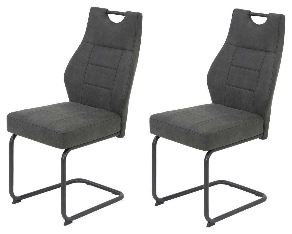 Schwingstuhl Linda II, 2er-Set anthrazit Metall Microfaser B/H/T: ca. 44x97x65 cm Linda II, 2er-Set - anthrazit (44,00/97,00/65,00cm) - Hela