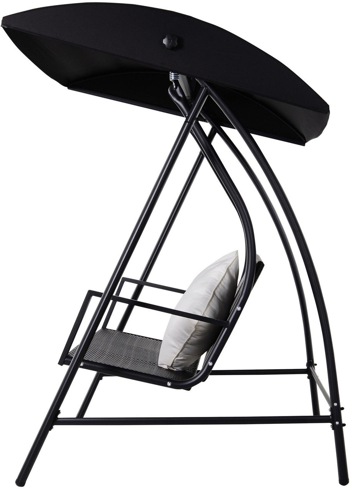 Outsunny Hollywoodschaukel schwarz Polyrattan B/H/L: ca. 124x179x198 cm Hollywoodschaukel_mit_Kissen - schwarz (198,00/124,00/179,00cm) - Outsunny