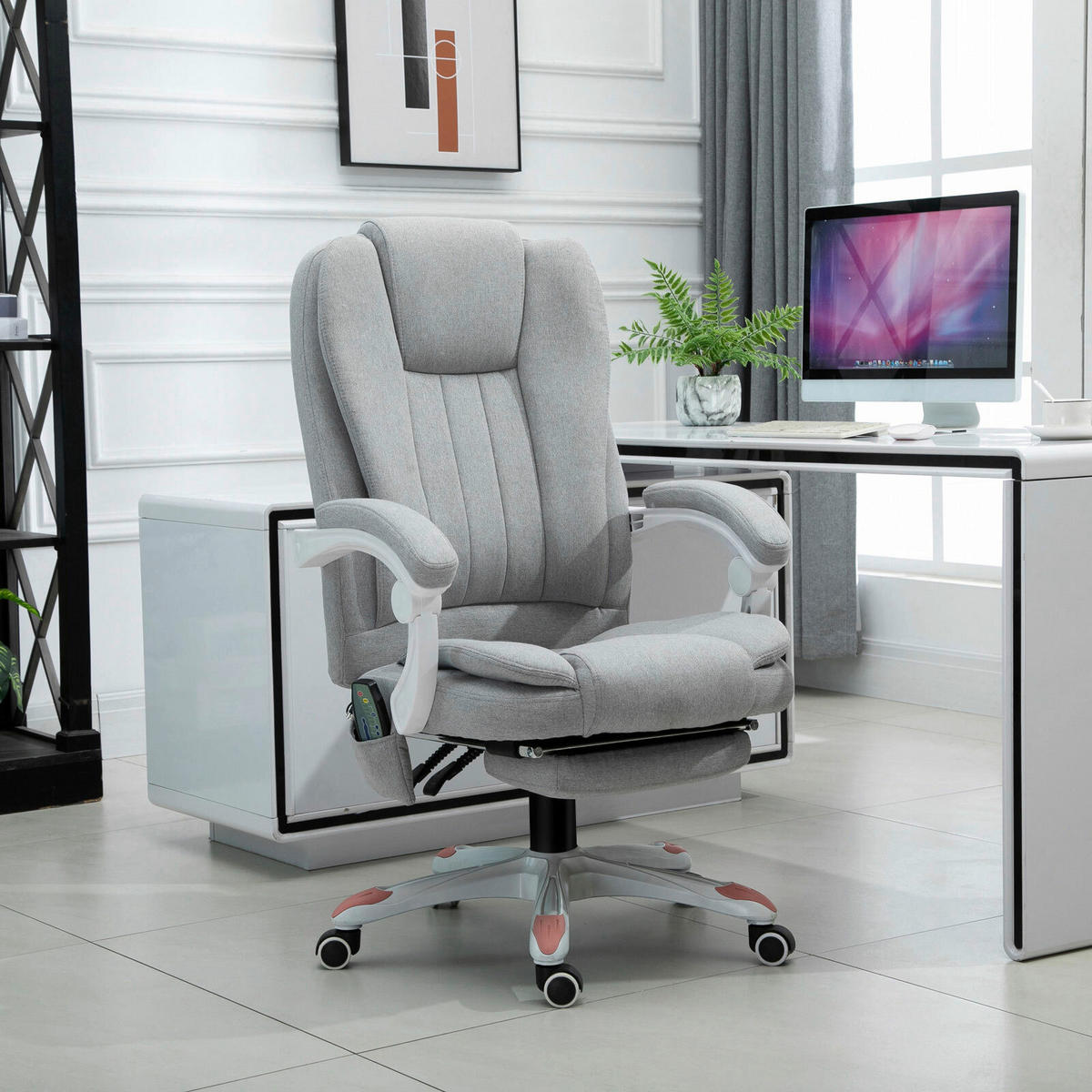 Vinsetto Massagestuhl MH921-272 grau Polyester-Mischgewebe Schaumstoff Nylon B/H/L: ca. 66x115x63 cm Massagestuhl MH921-272 - grau (63,00/66,00/115,00cm) - Vinsetto